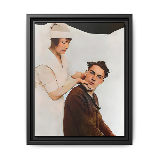 A restored vintage portrait of Dillion in Salt Lake City, Utah. This framed matte canvas captures human connection, care, and resilience. Gay Conversion Therapy