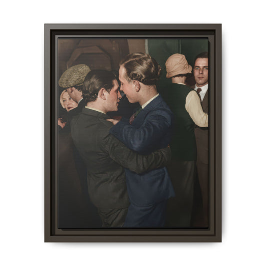 Early 20th century indoor social scene with formal attire