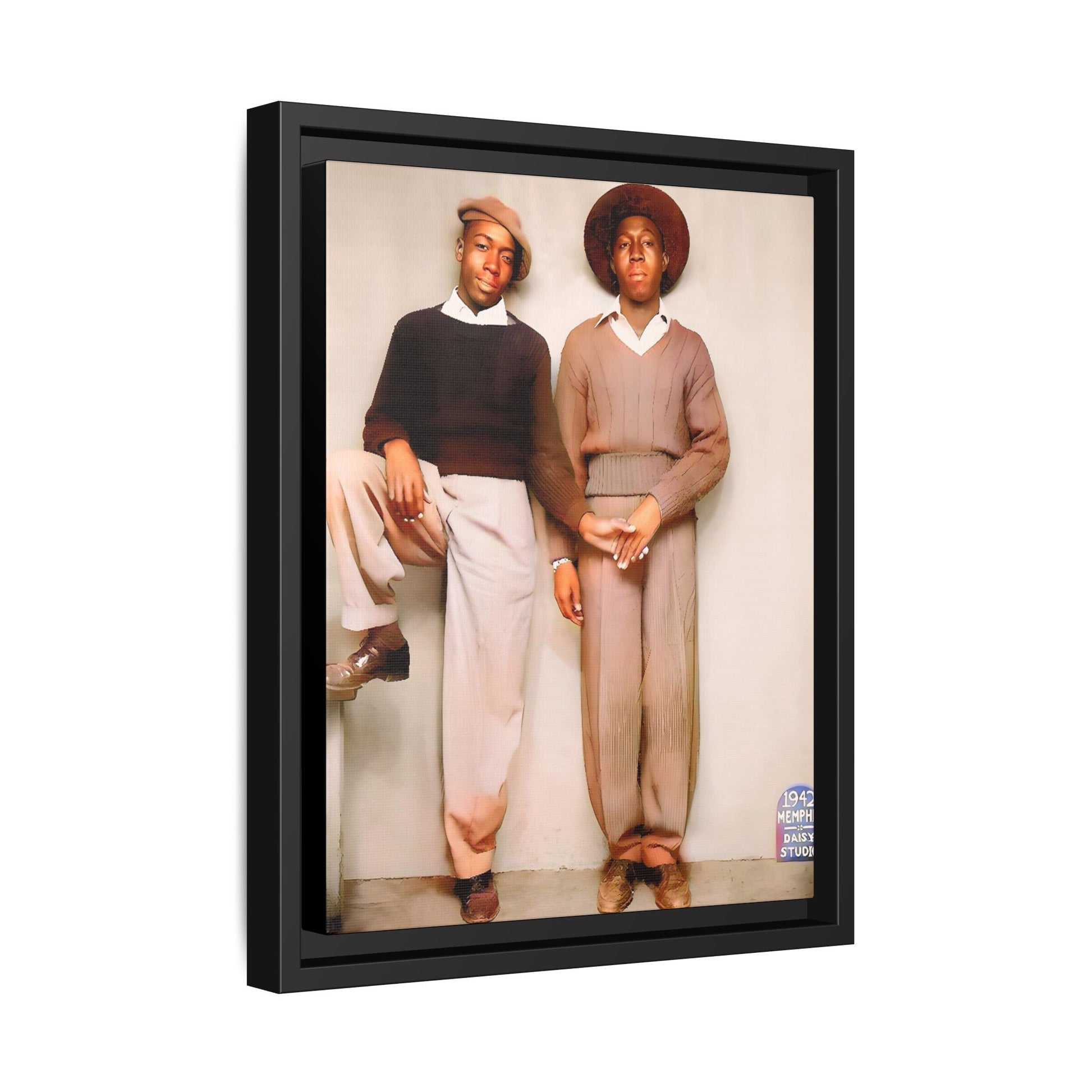 Vintage Gay studio portrait of Kenneth & Edgar, Memphis 1942. A beautifully restored black queer history canvas print celebrating love, resilience, and connection. Queer Couple