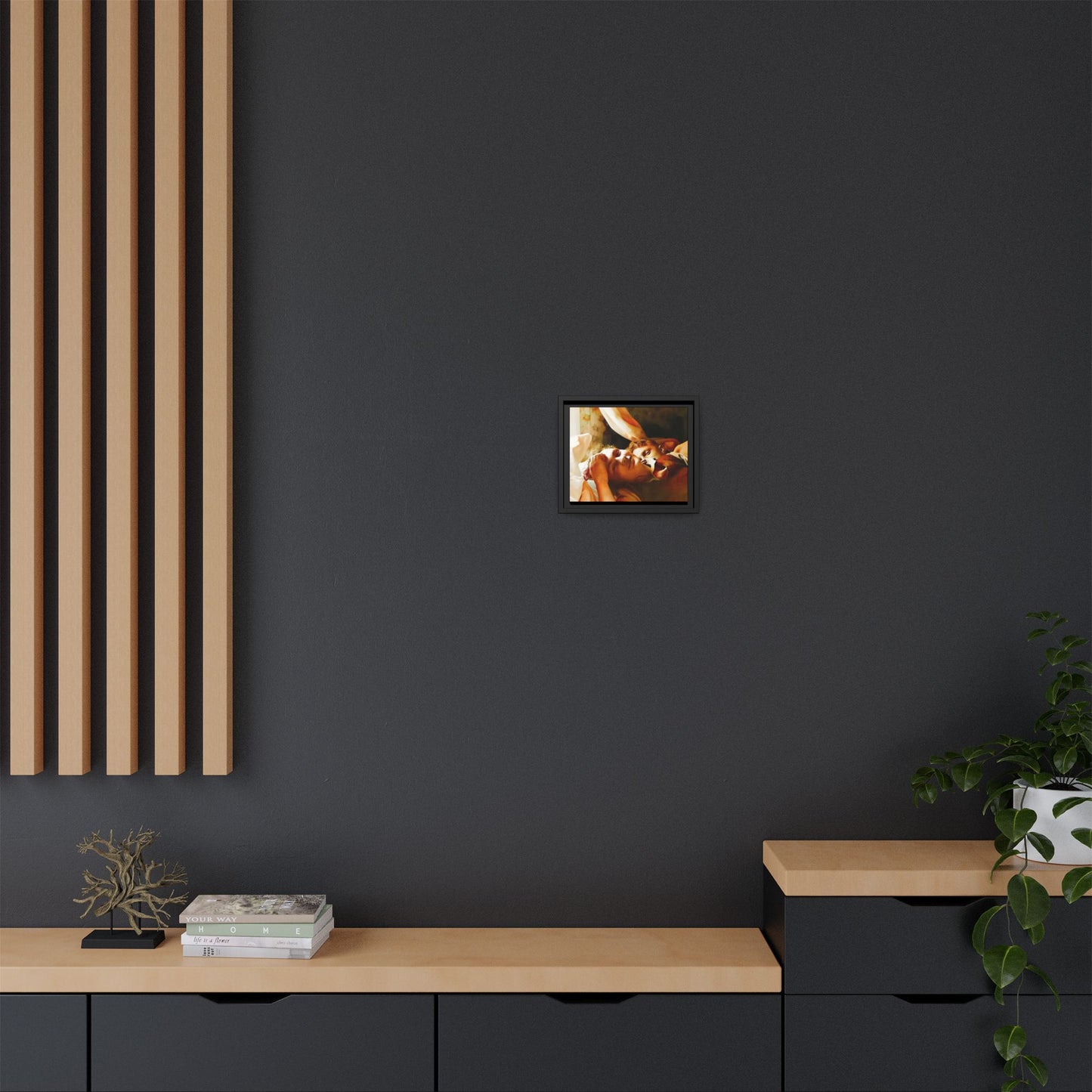 A heartwarming vintage portrait of Edwin and Floyd in Burlington, Vermont. This framed canvas print captures a quiet moment of LGBTQ+ love and intimacy, perfect for home decor, collectors, or as a sentimental gift celebrating timeless affection.