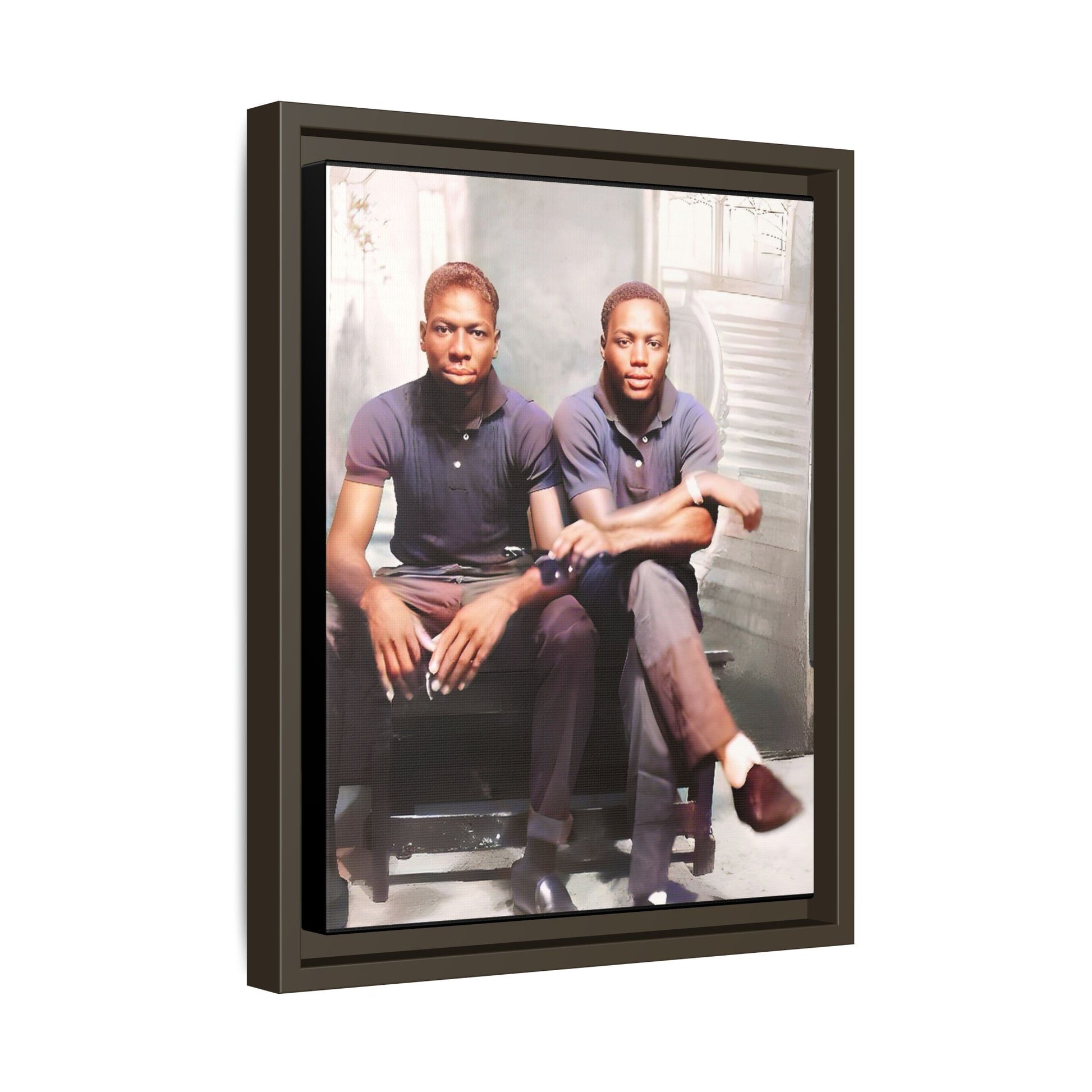 Vintage LGBTQ+ love portrait of Raymond & Paul in Brooklyn, NY. A tribute to African American queer history, now available as a museum-quality matte canvas print. A powerful statement piece celebrating love, identity, and resilience. Gay Couple