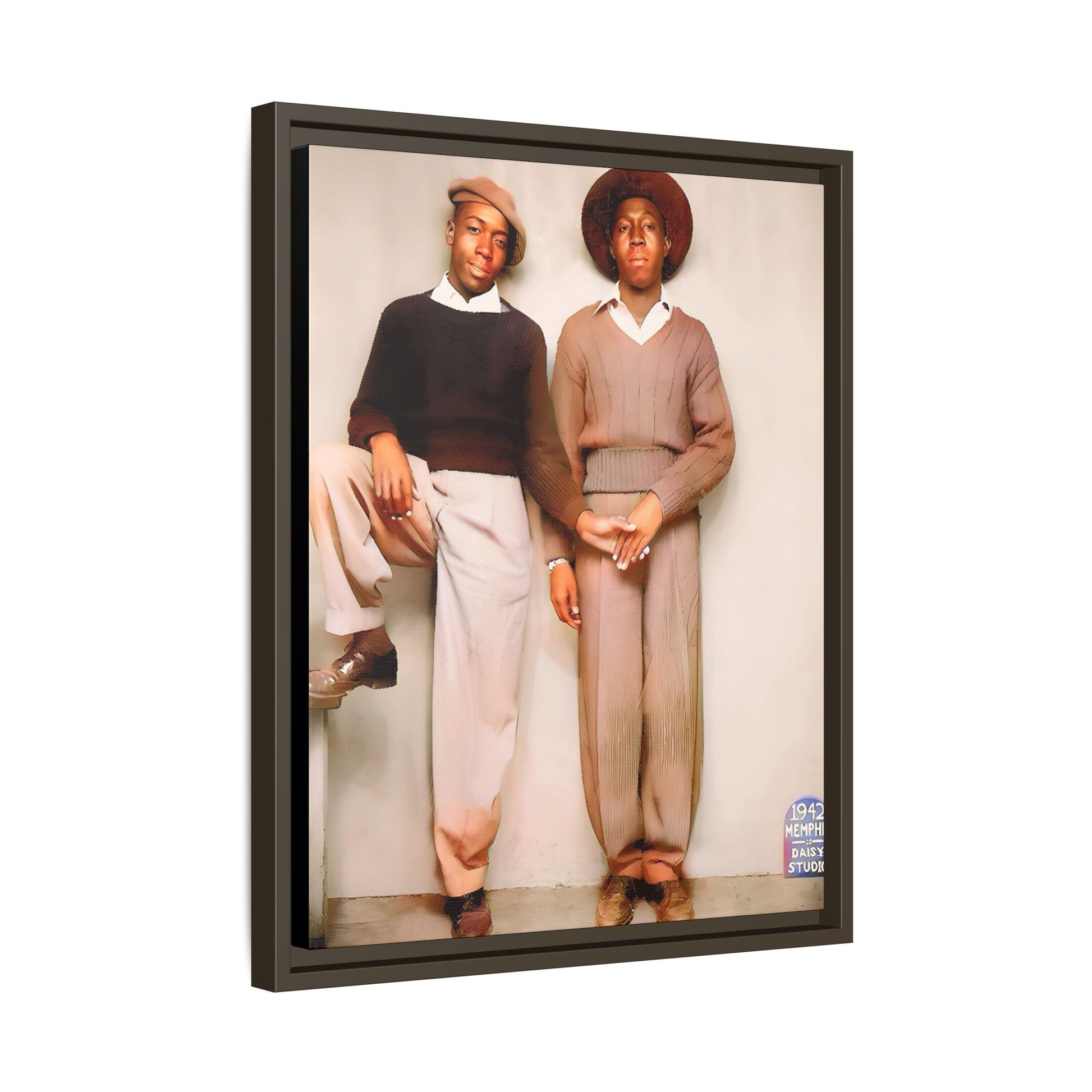 Vintage Gay studio portrait of Kenneth & Edgar, Memphis 1942. A beautifully restored black queer history canvas print celebrating love, resilience, and connection. Queer Couple