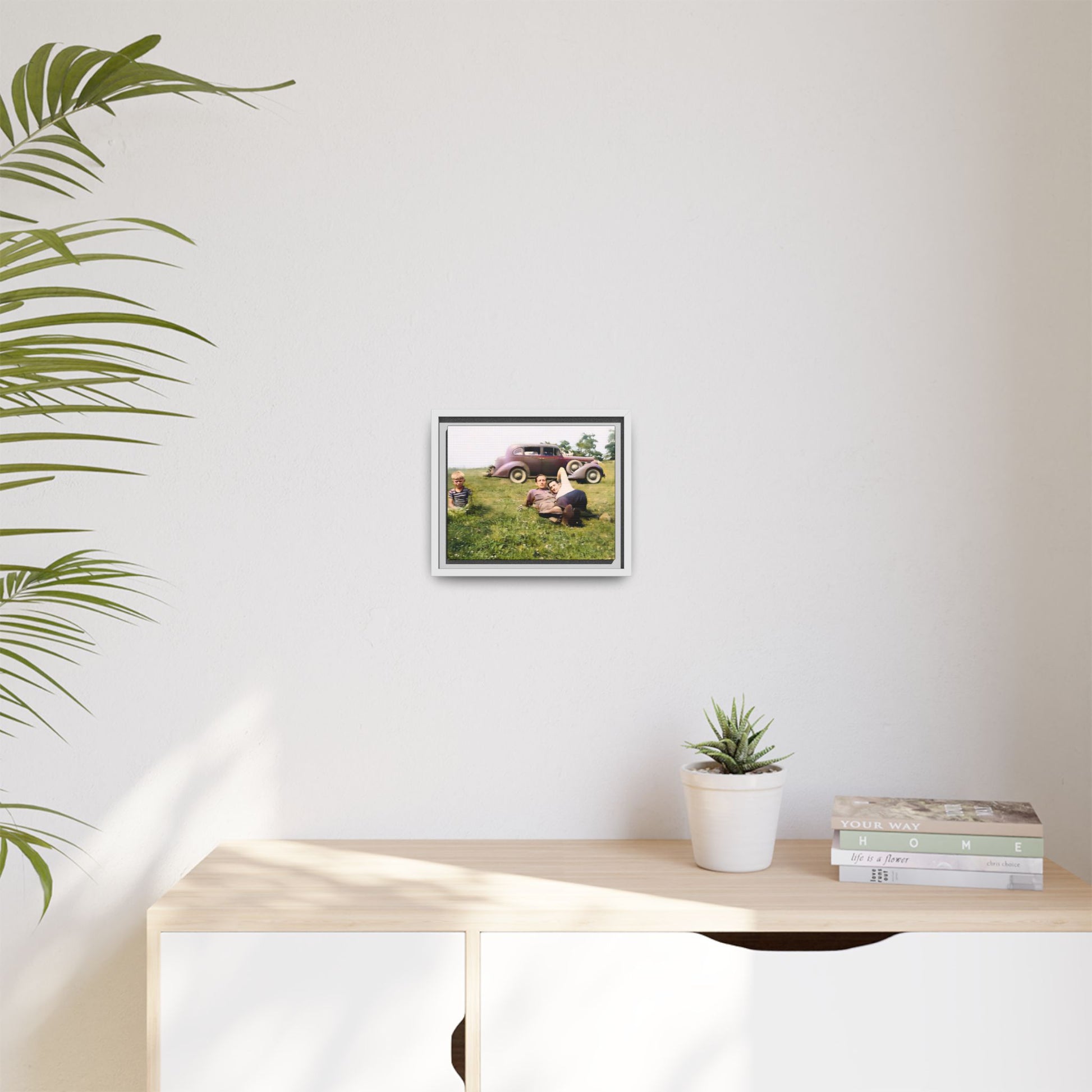 A vintage LGBTQ+ Fathers' Day portrait from Toms River, NJ. This framed matte canvas captures a tender moment of love, resilience, and family, making it a meaningful keepsake for collectors, history lovers, and those celebrating chosen family. Two Dads Vintage Photo