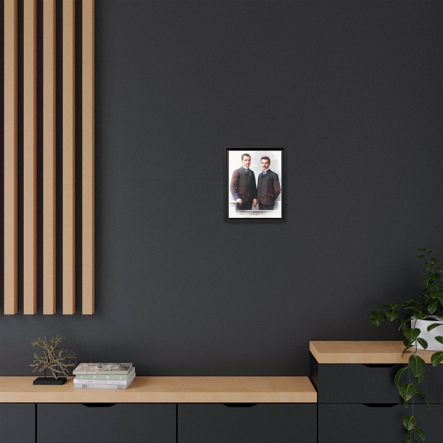 A restored vintage portrait of Asen & Gavril in Plovdiv, Bulgaria. This framed matte canvas honors LGBTQ+ history, timeless love, and European heritage. Gay Couple