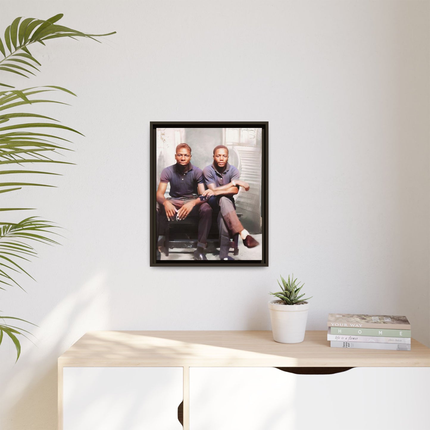 Vintage LGBTQ+ love portrait of Raymond & Paul in Brooklyn, NY. A tribute to African American queer history, now available as a museum-quality matte canvas print. A powerful statement piece celebrating love, identity, and resilience. Gay Couple
