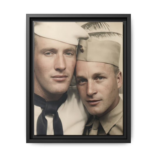 mid century photobooth double portrait vintage photograph canvas