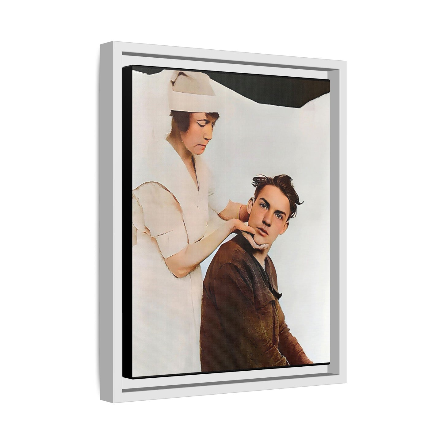 A restored vintage portrait of Dillion in Salt Lake City, Utah. This framed matte canvas captures human connection, care, and resilience. Gay Conversion Therapy