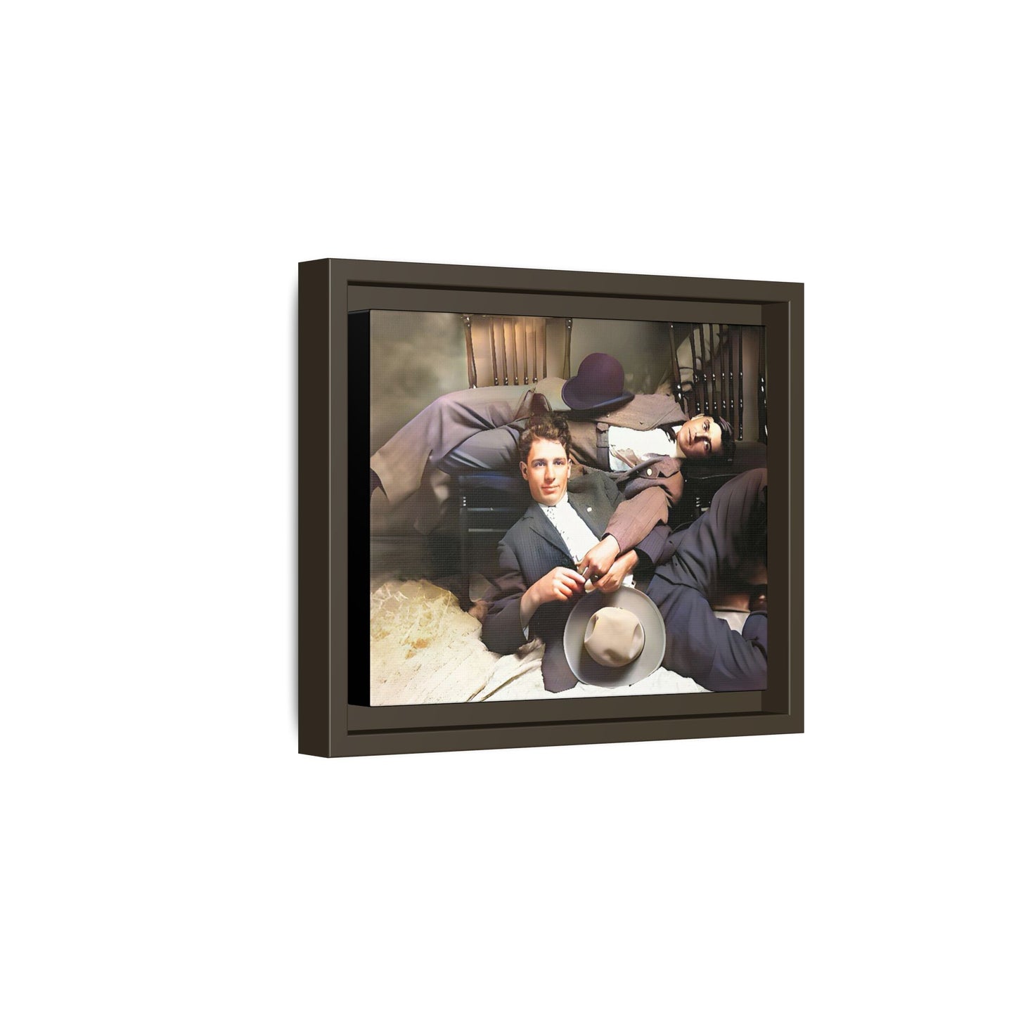 A vintage portrait of Victor & Benjamin in Madison, Wisconsin. This framed matte canvas captures LGBTQ+ history, love, and deep connection, making it a meaningful and timeless addition to any collection or home decor. Gay Couple