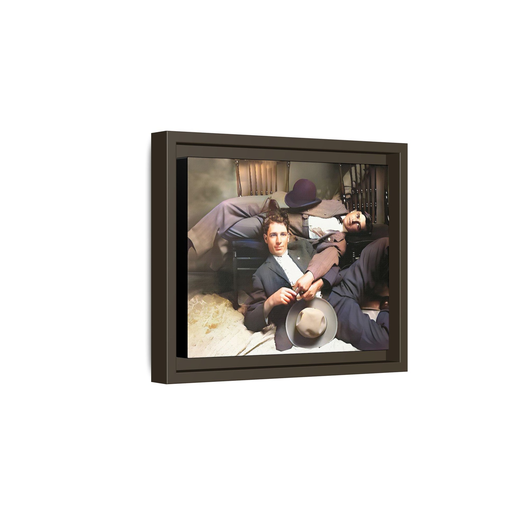 A vintage portrait of Victor & Benjamin in Madison, Wisconsin. This framed matte canvas captures LGBTQ+ history, love, and deep connection, making it a meaningful and timeless addition to any collection or home decor. Gay Couple