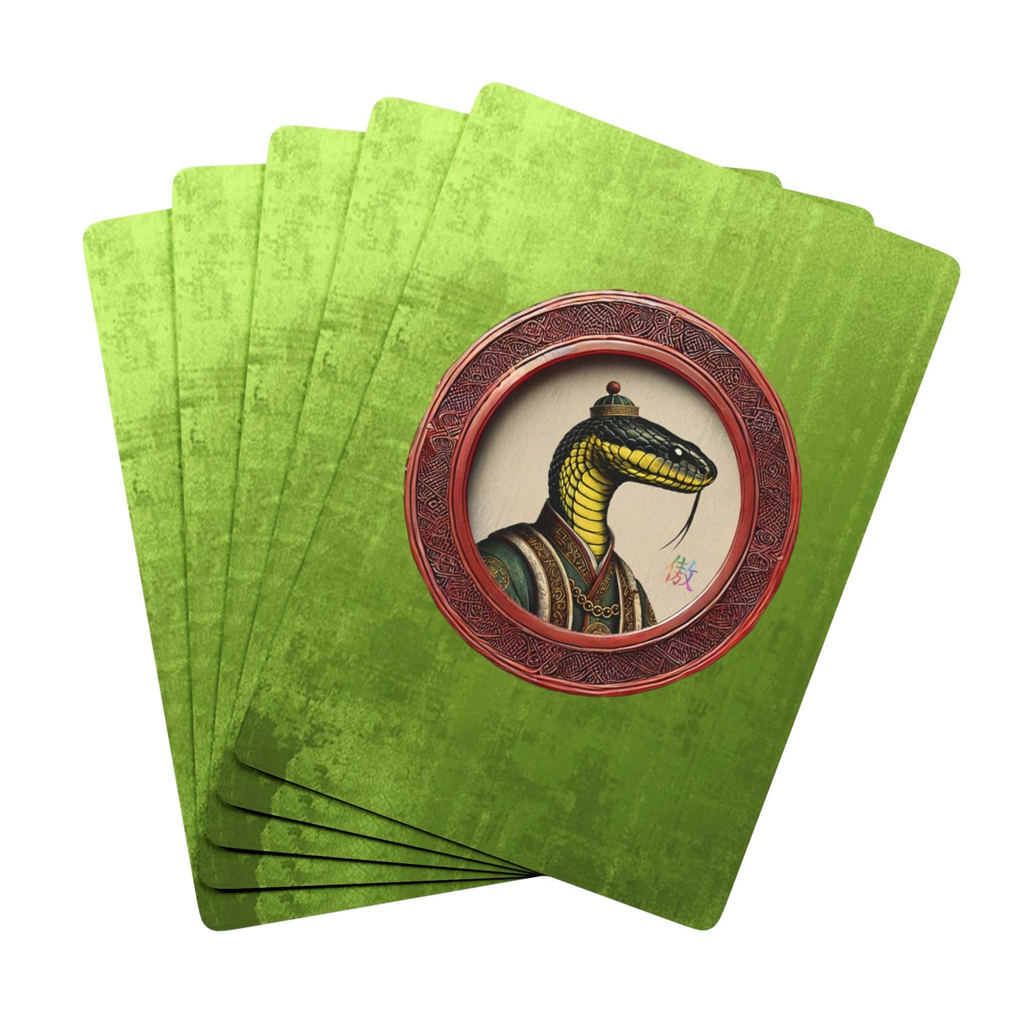 2025 Year of the Snake Poker Cards featuring a Yellow-Bellied Sea Snake in imperial Chinese robes, symbolizing wisdom & transformation