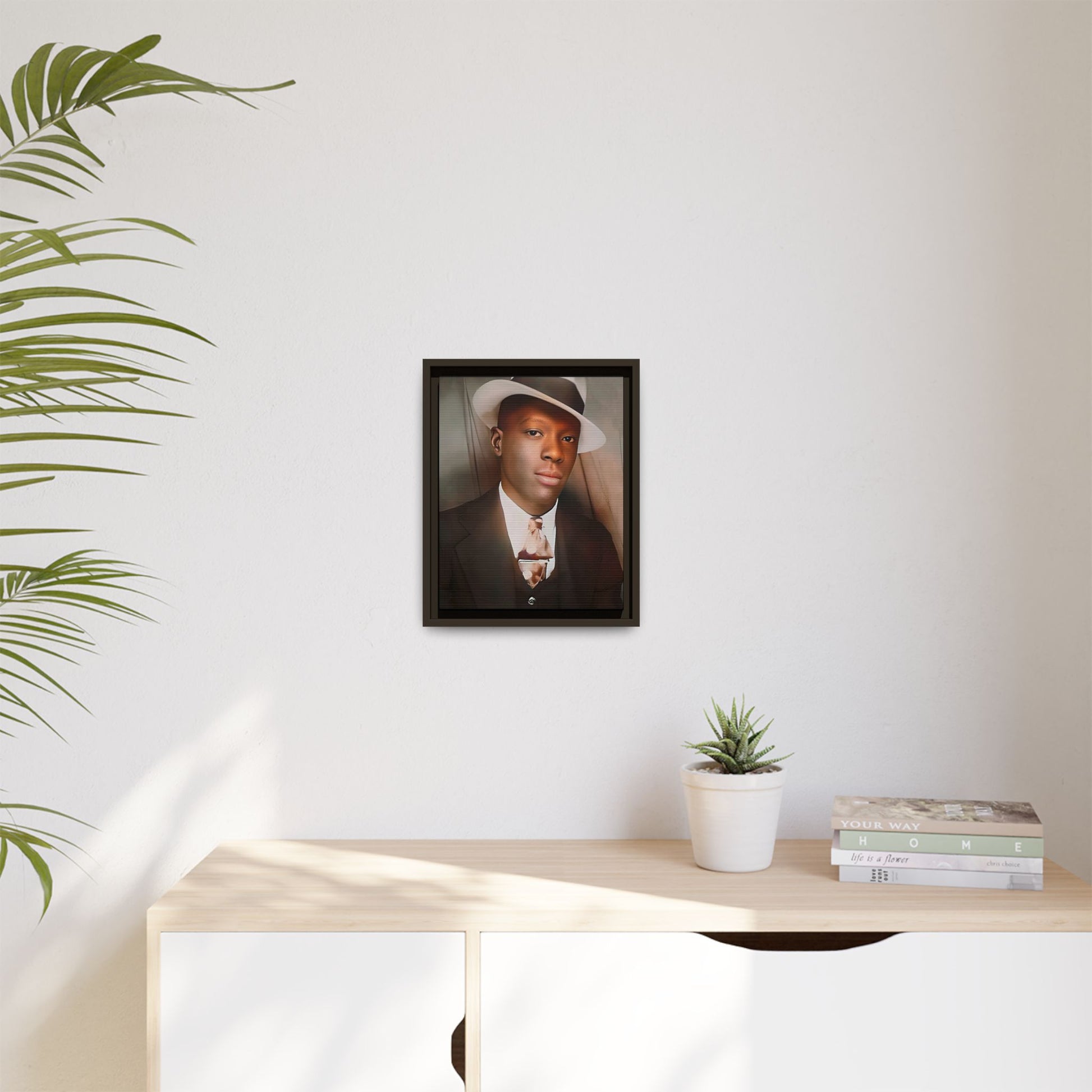 A framed vintage portrait on matte canvas featuring Louis in Meridian, Mississippi, capturing timeless elegance and classic sophistication. African-American Male Photo Booth