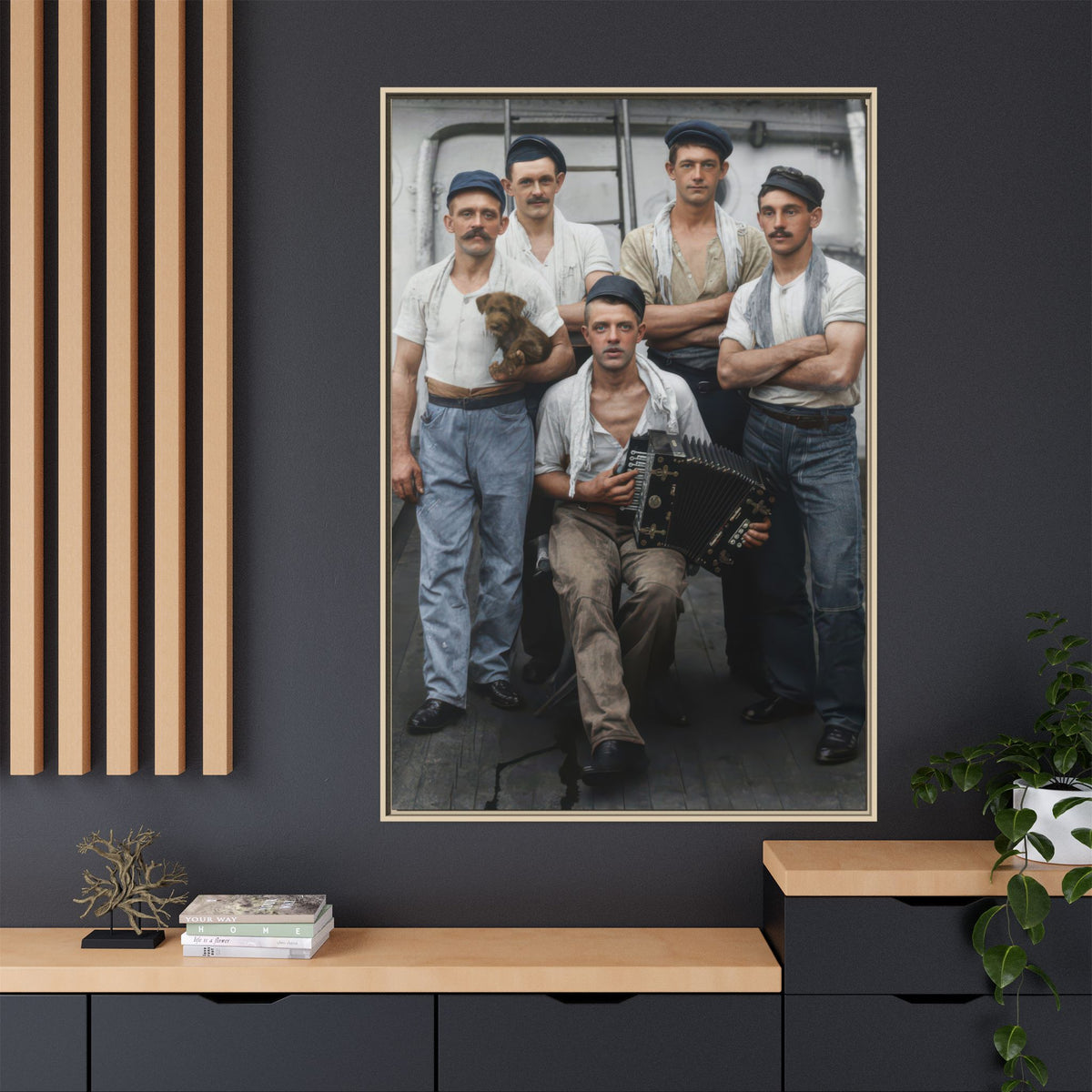 hommes 002 | Framed Vintage Photo - Matte Canvas