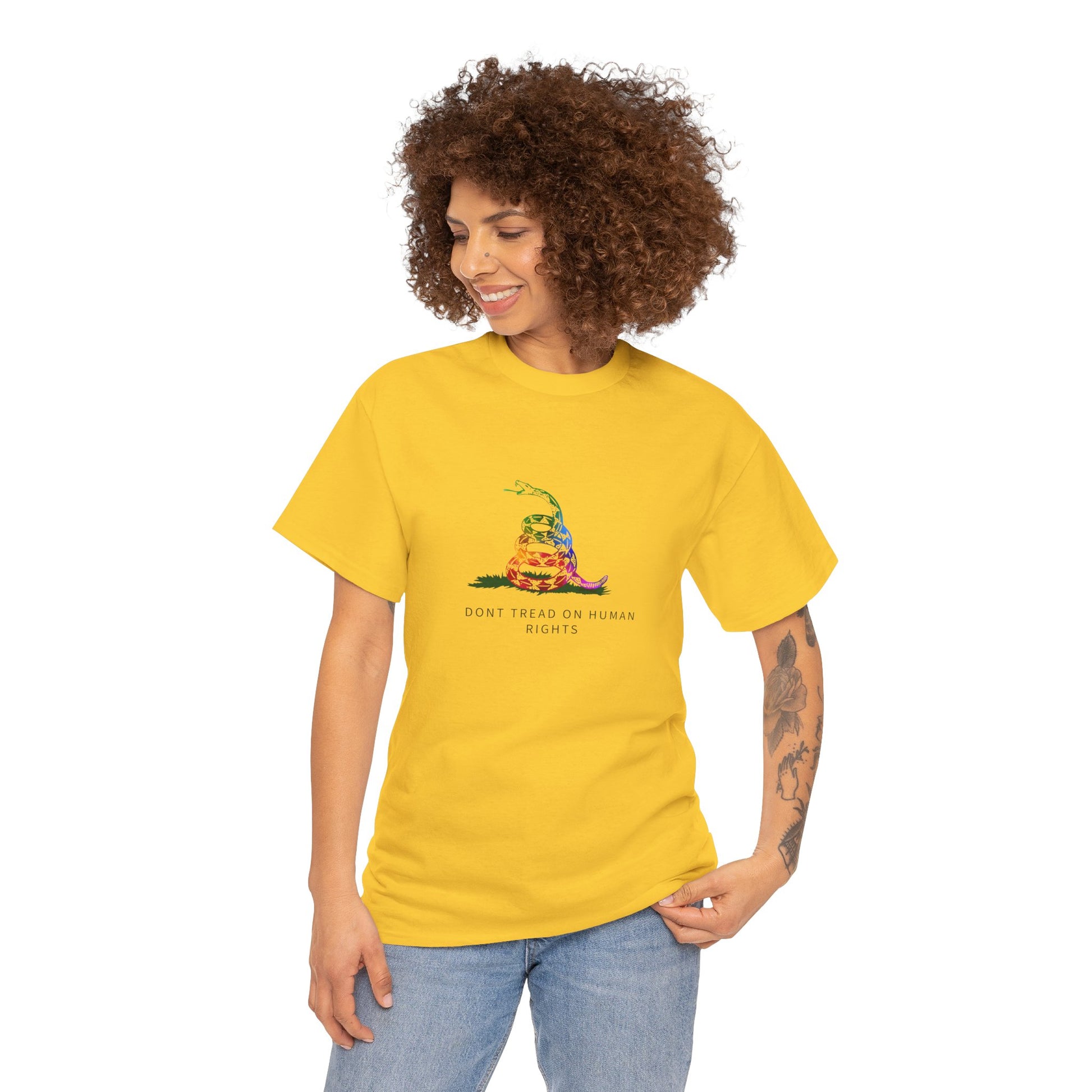 DONT TREAD Me | ON HUMAN RIGHTS | Graphic T-shirt LGBTQ Queer Gay Protest Rally Pride Gadsden flag