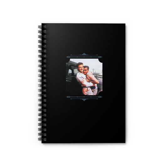 Restored 1940s photo of two men in love during WWII. A historical LGBTQ+ pride moment, preserved in print.