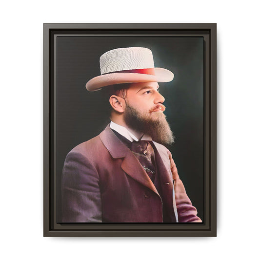 A restored Belle Époque portrait of Jean-Etienne from Le Marais, Paris. This framed matte canvas print captures the sophistication, elegance, and charm of vintage Parisian culture, making it a timeless addition to any home or gallery space.