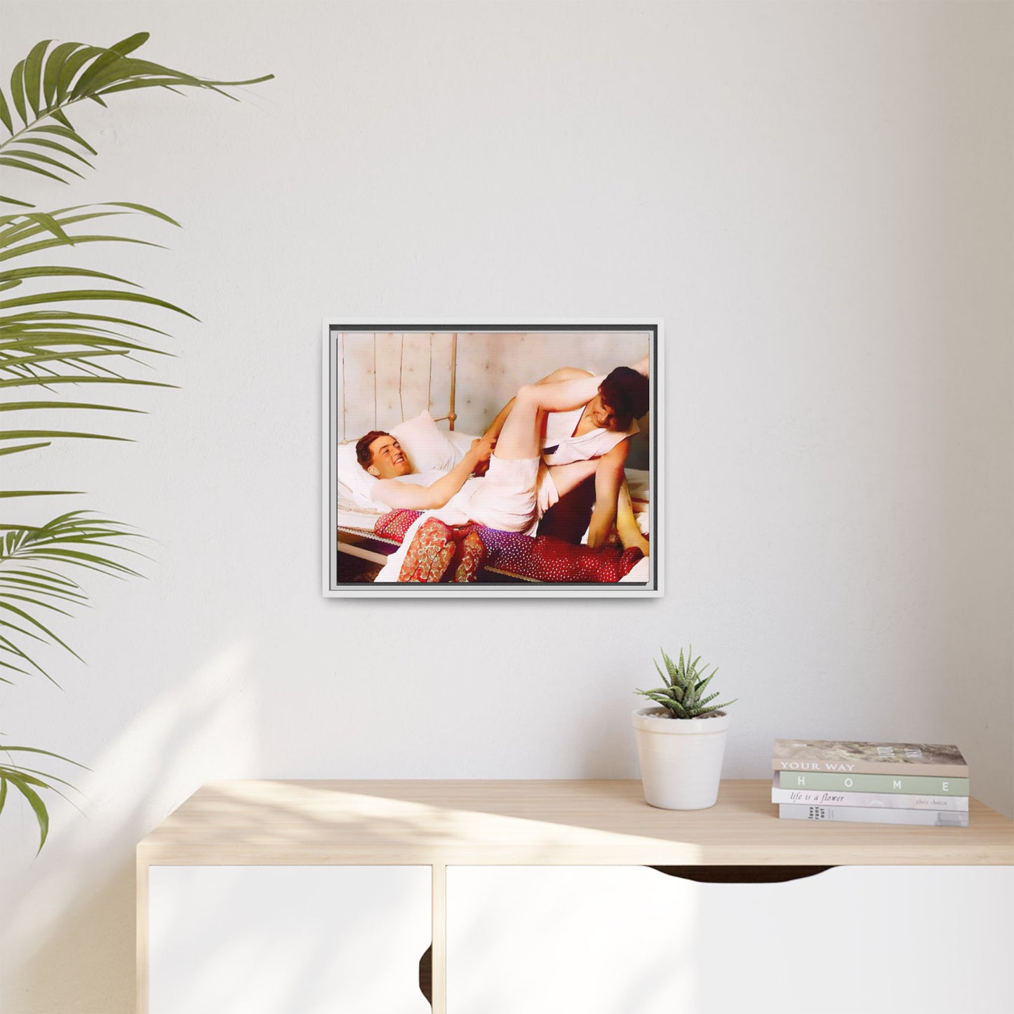 A restored vintage portrait of Andrew & Peter in Galena, Illinois. This framed matte canvas captures LGBTQ+ love, joy, and connection, making it a timeless and meaningful addition to any art collection or home decor. Gay Couple