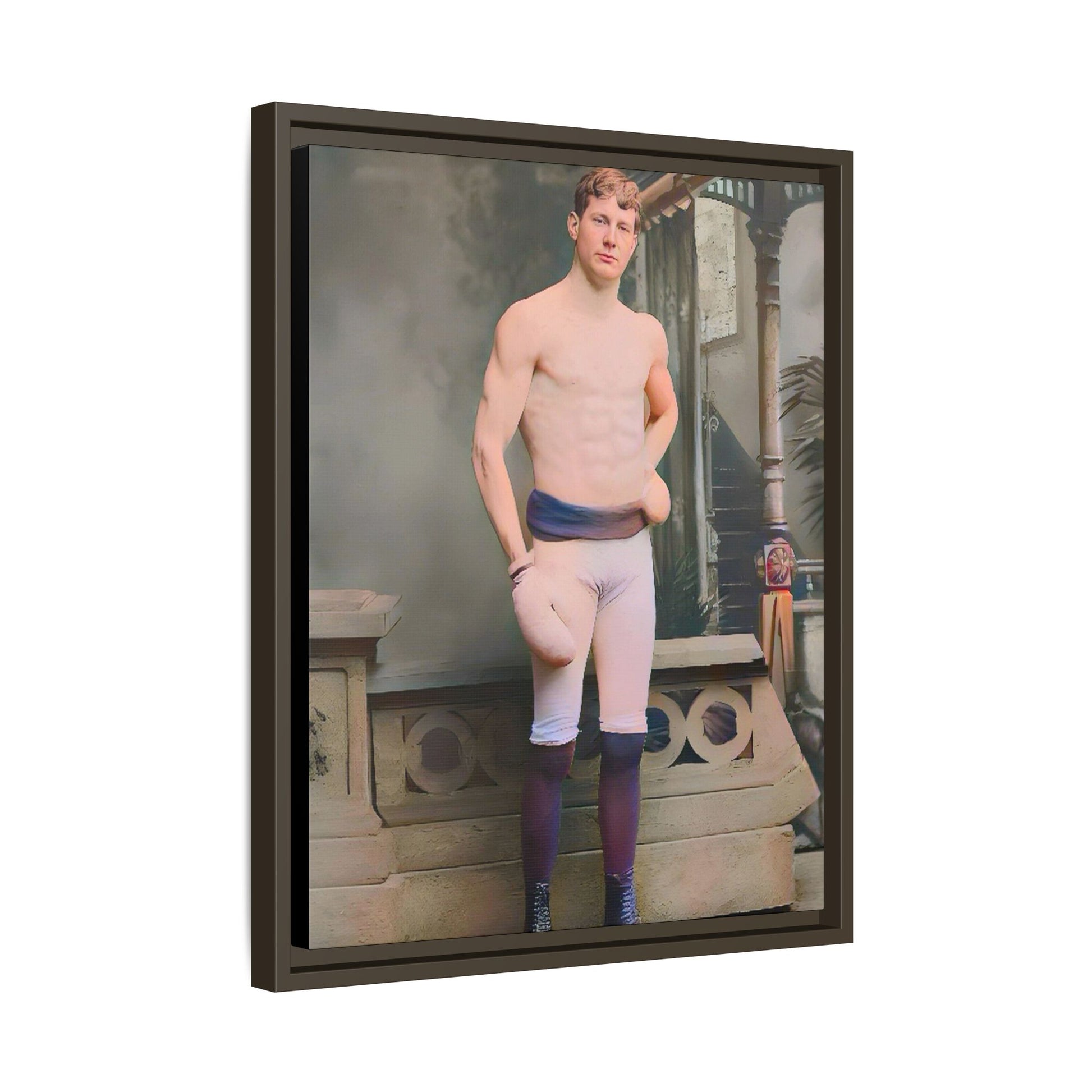 A striking vintage portrait of Otto, a historic Manhattan boxer in gloves and stance. This framed matte canvas print is ideal for boxing fans, sports history lovers, and collectors of retro athletic decor.