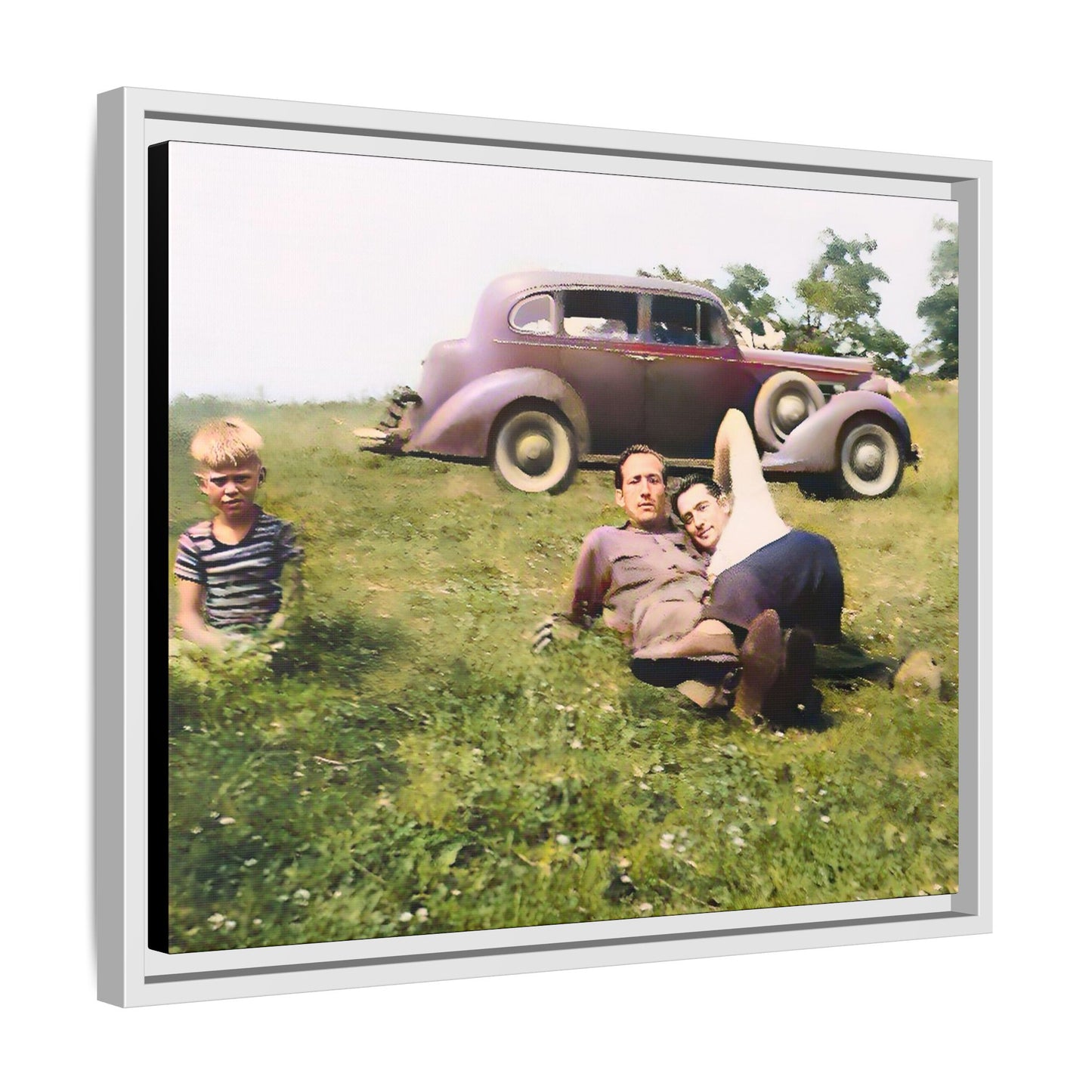 A vintage LGBTQ+ Fathers' Day portrait from Toms River, NJ. This framed matte canvas captures a tender moment of love, resilience, and family, making it a meaningful keepsake for collectors, history lovers, and those celebrating chosen family. Two Dads Vintage Photo
