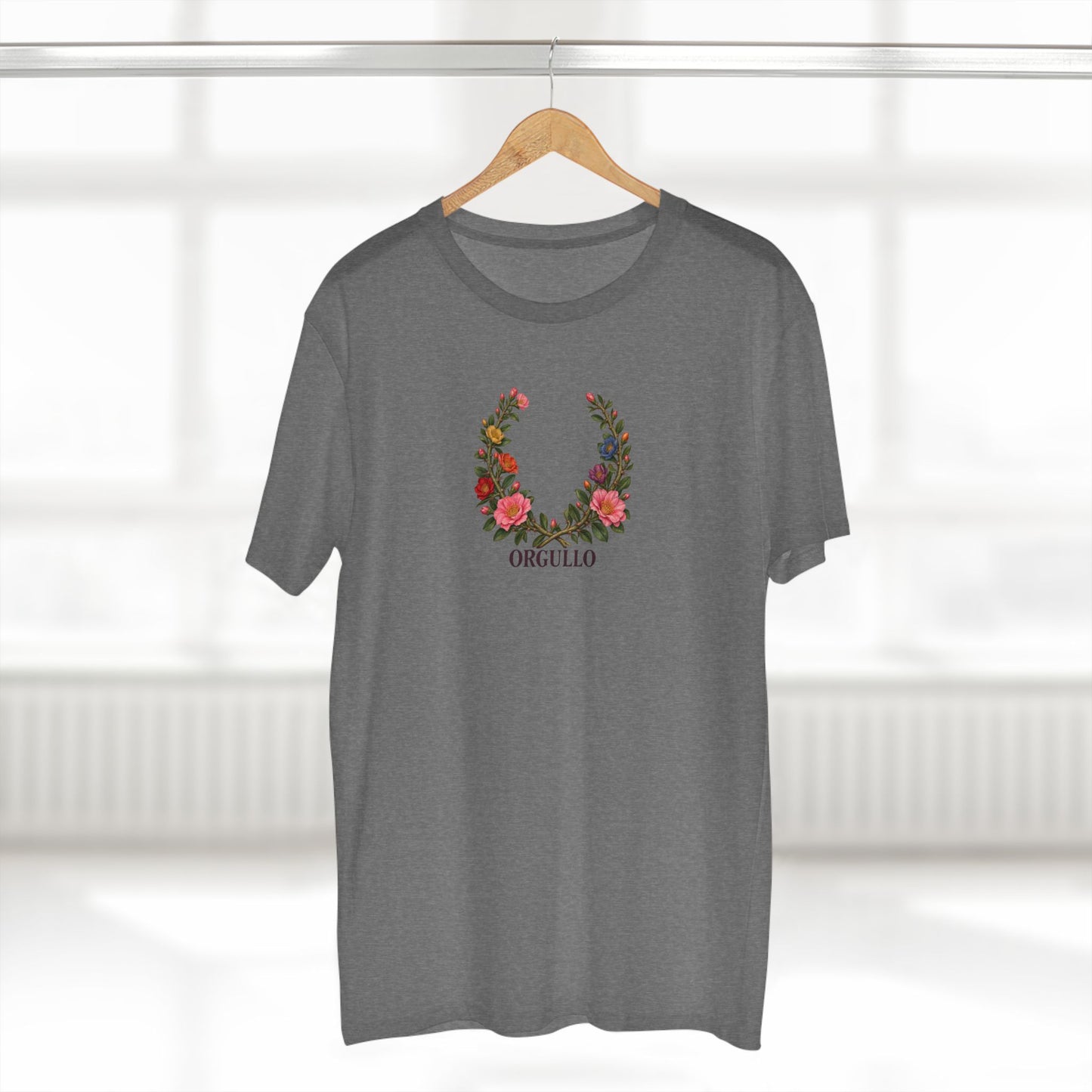 Dominican Bayahibe Rose Pride T-Shirt | ORGULLO Botanical Laurel Wreath Tee