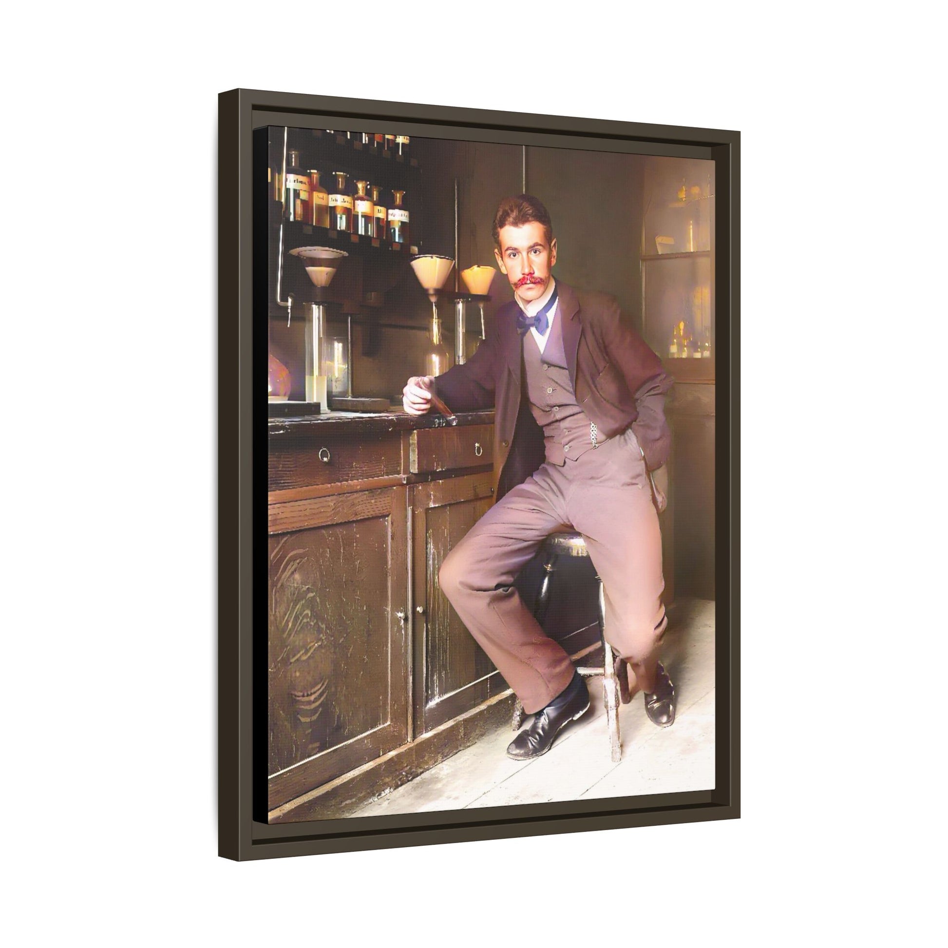 A restored vintage portrait of Dr. Kinnaird in Princeton, NJ. This framed matte canvas captures 19th-century academic excellence, intellect, and scientific history.