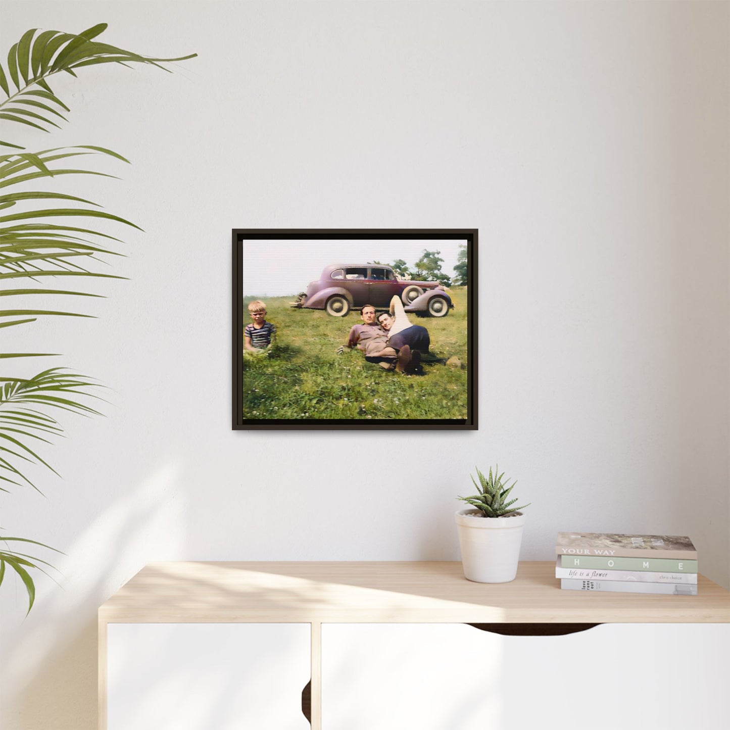 A vintage LGBTQ+ Fathers' Day portrait from Toms River, NJ. This framed matte canvas captures a tender moment of love, resilience, and family, making it a meaningful keepsake for collectors, history lovers, and those celebrating chosen family. Two Dads Vintage Photo