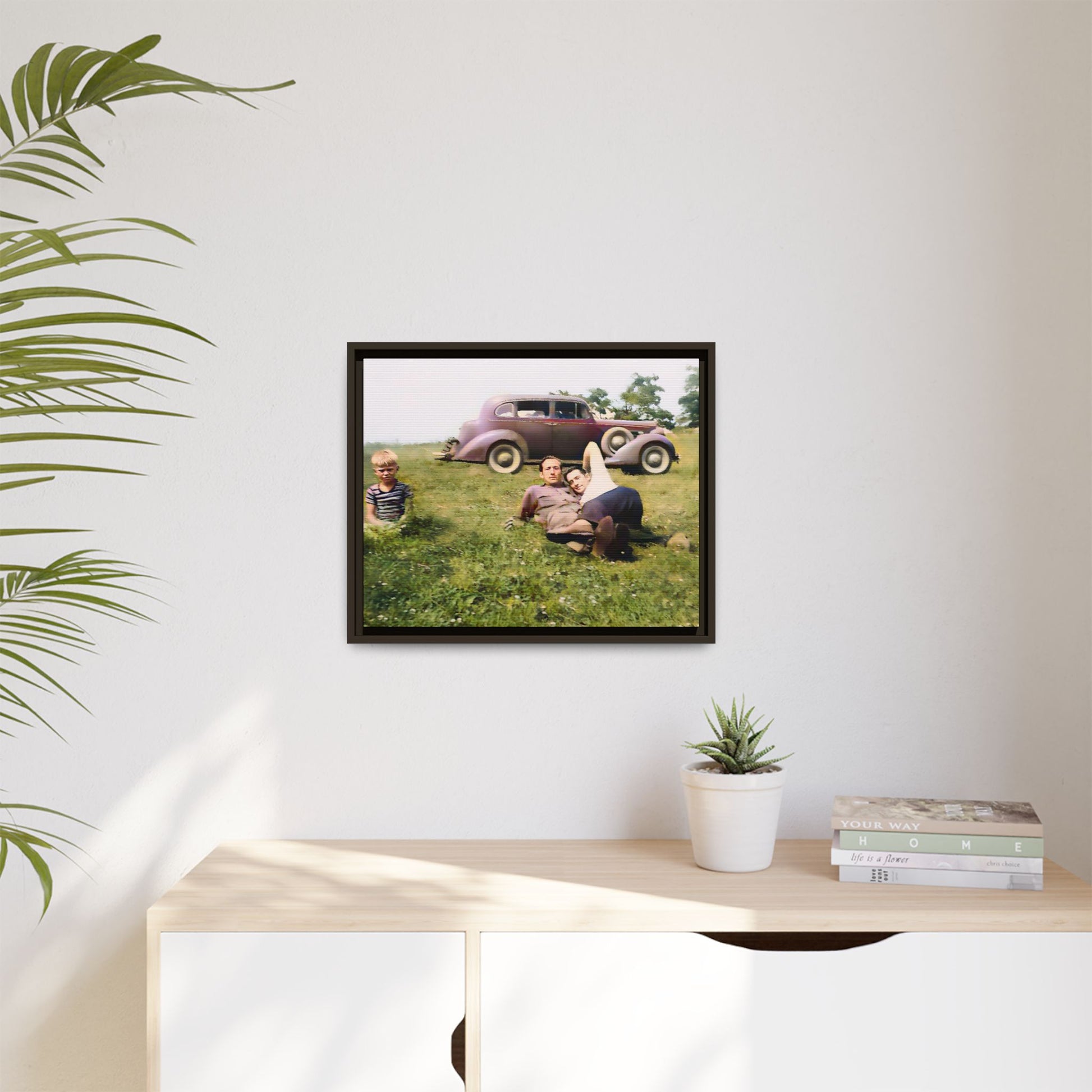 A vintage LGBTQ+ Fathers' Day portrait from Toms River, NJ. This framed matte canvas captures a tender moment of love, resilience, and family, making it a meaningful keepsake for collectors, history lovers, and those celebrating chosen family. Two Dads Vintage Photo