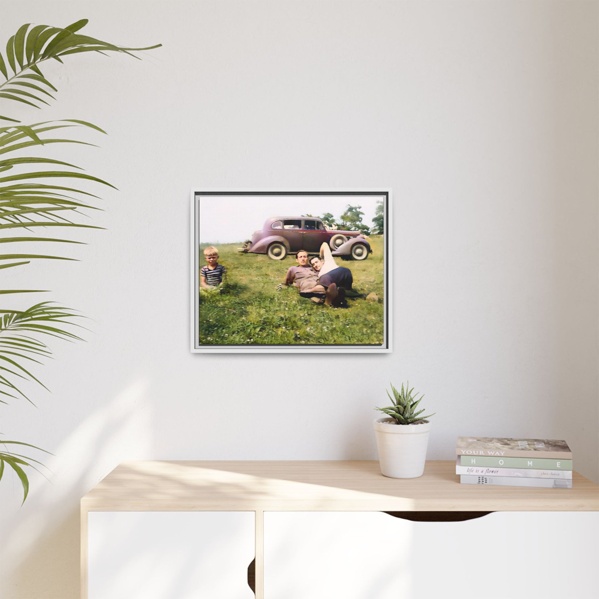 A vintage LGBTQ+ Fathers' Day portrait from Toms River, NJ. This framed matte canvas captures a tender moment of love, resilience, and family, making it a meaningful keepsake for collectors, history lovers, and those celebrating chosen family. Two Dads Vintage Photo