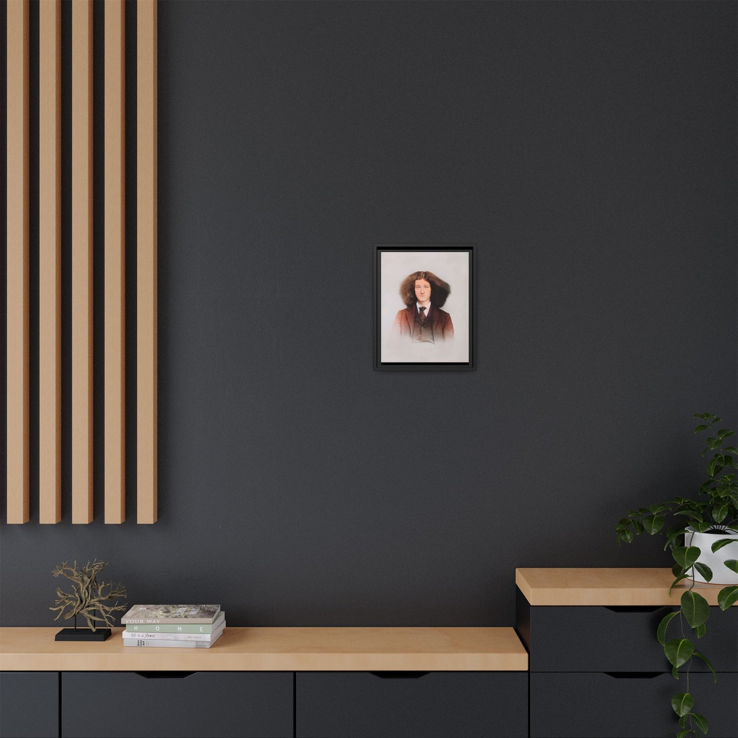 A framed vintage portrait on matte canvas featuring Theo in Eden Mills, Vermont, capturing confidence, identity, and timeless elegance. Trans Man LGBTQ