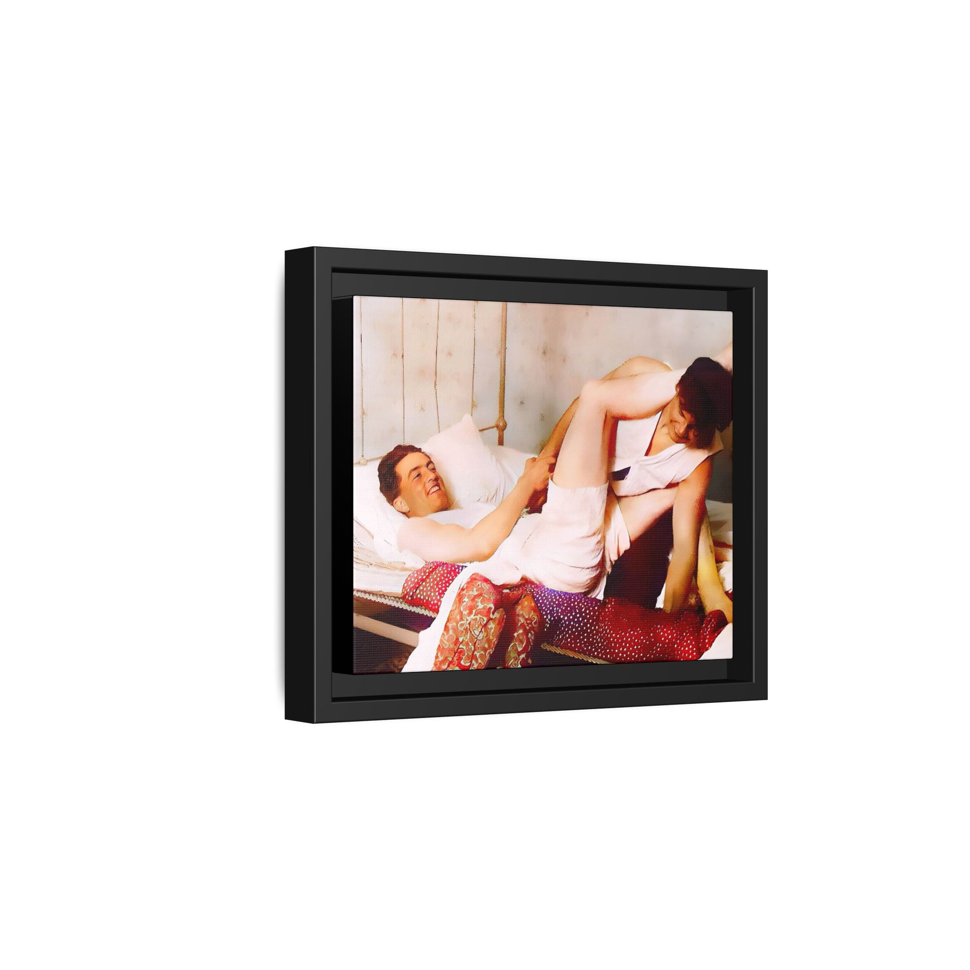 A restored vintage portrait of Andrew & Peter in Galena, Illinois. This framed matte canvas captures LGBTQ+ love, joy, and connection, making it a timeless and meaningful addition to any art collection or home decor. Gay Couple