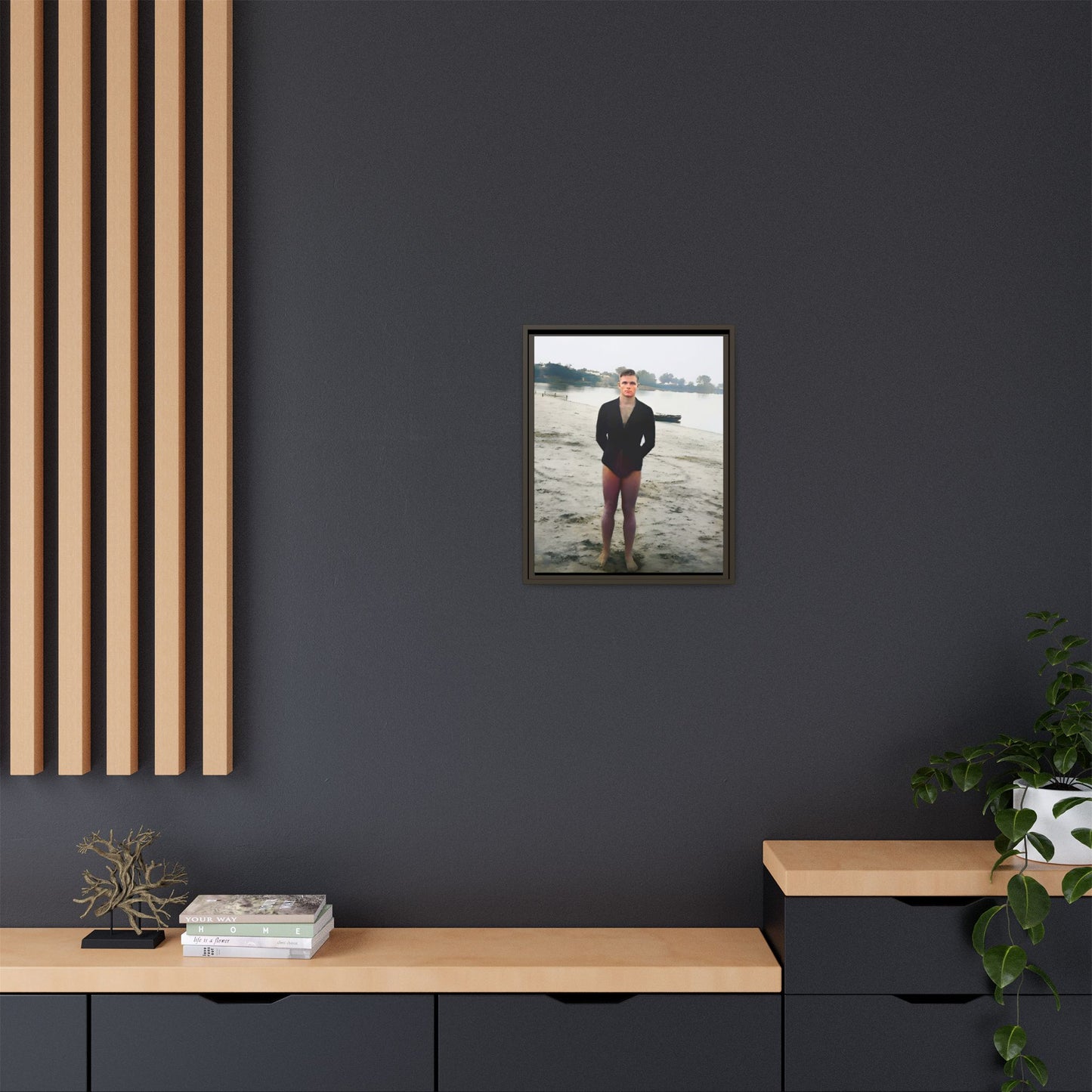 A framed vintage lake portrait on matte canvas featuring Ben at Lake Chicot, Arkansas, capturing solitude, nature, and timeless reflection.