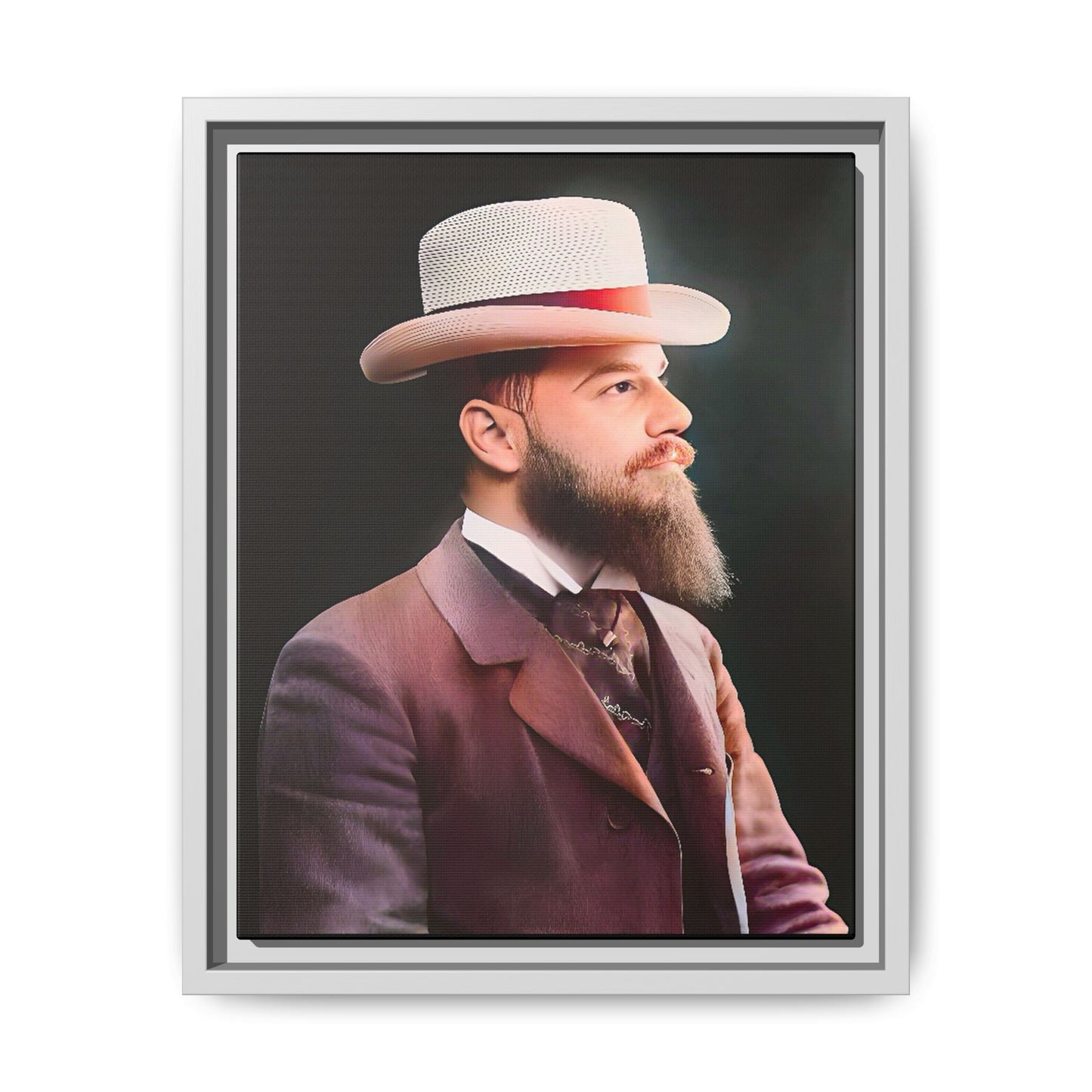 A restored Belle Époque portrait of Jean-Etienne from Le Marais, Paris. This framed matte canvas print captures the sophistication, elegance, and charm of vintage Parisian culture, making it a timeless addition to any home or gallery space.