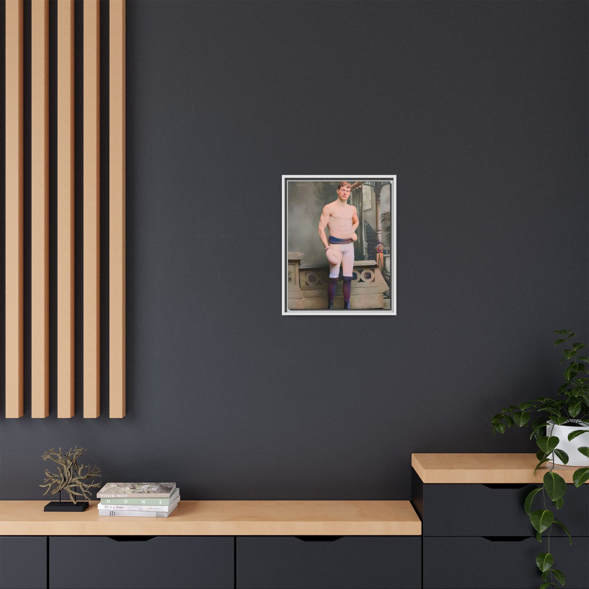 A striking vintage portrait of Otto, a historic Manhattan boxer in gloves and stance. This framed matte canvas print is ideal for boxing fans, sports history lovers, and collectors of retro athletic decor.