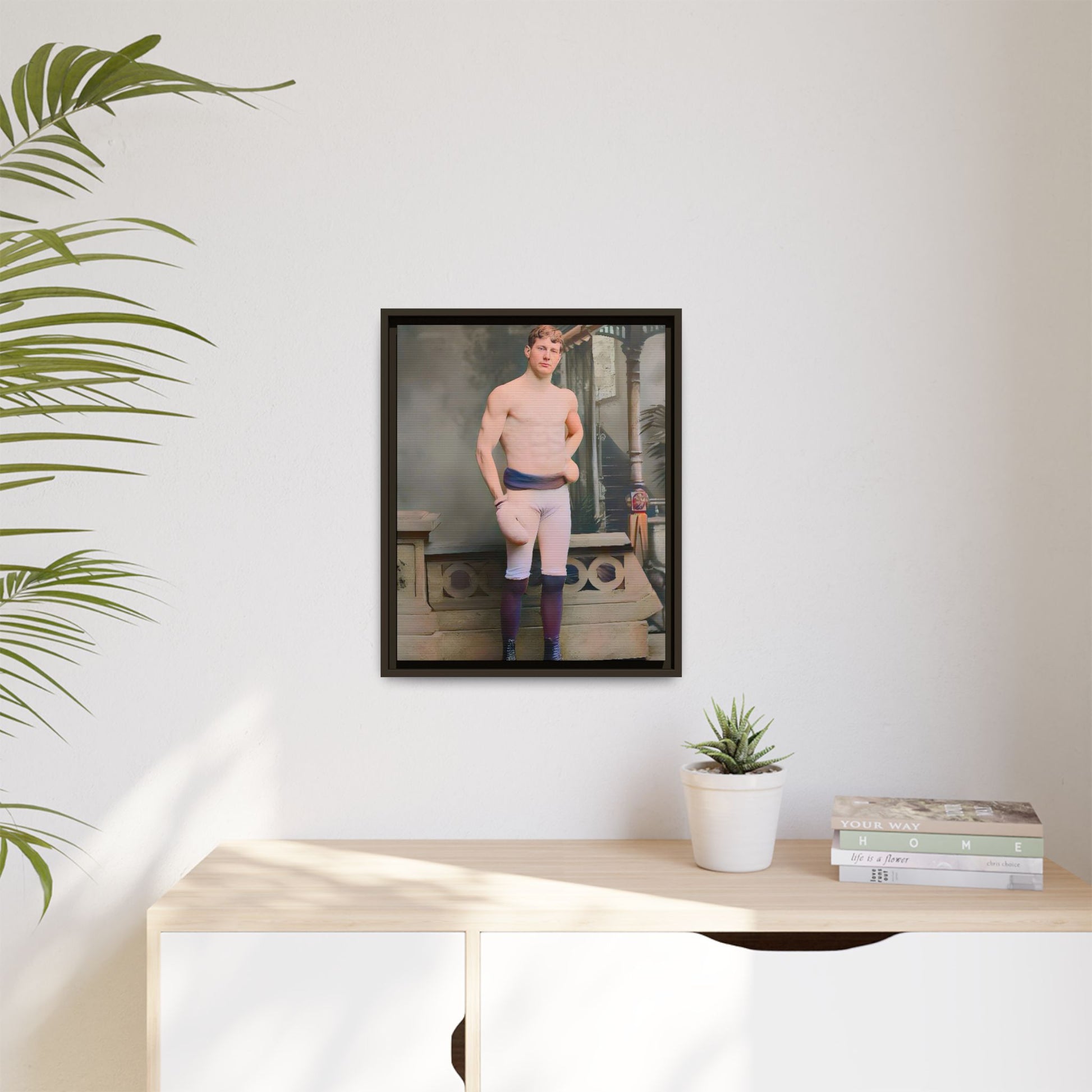 A striking vintage portrait of Otto, a historic Manhattan boxer in gloves and stance. This framed matte canvas print is ideal for boxing fans, sports history lovers, and collectors of retro athletic decor.