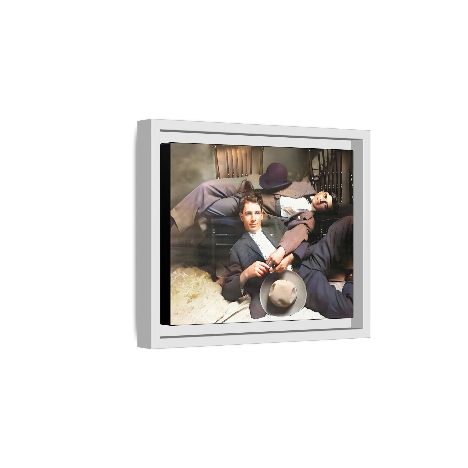 A vintage portrait of Victor & Benjamin in Madison, Wisconsin. This framed matte canvas captures LGBTQ+ history, love, and deep connection, making it a meaningful and timeless addition to any collection or home decor. Gay Couple