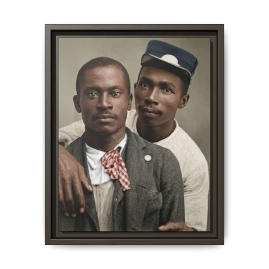 historic studio portrait two men archival vintage photo wall art