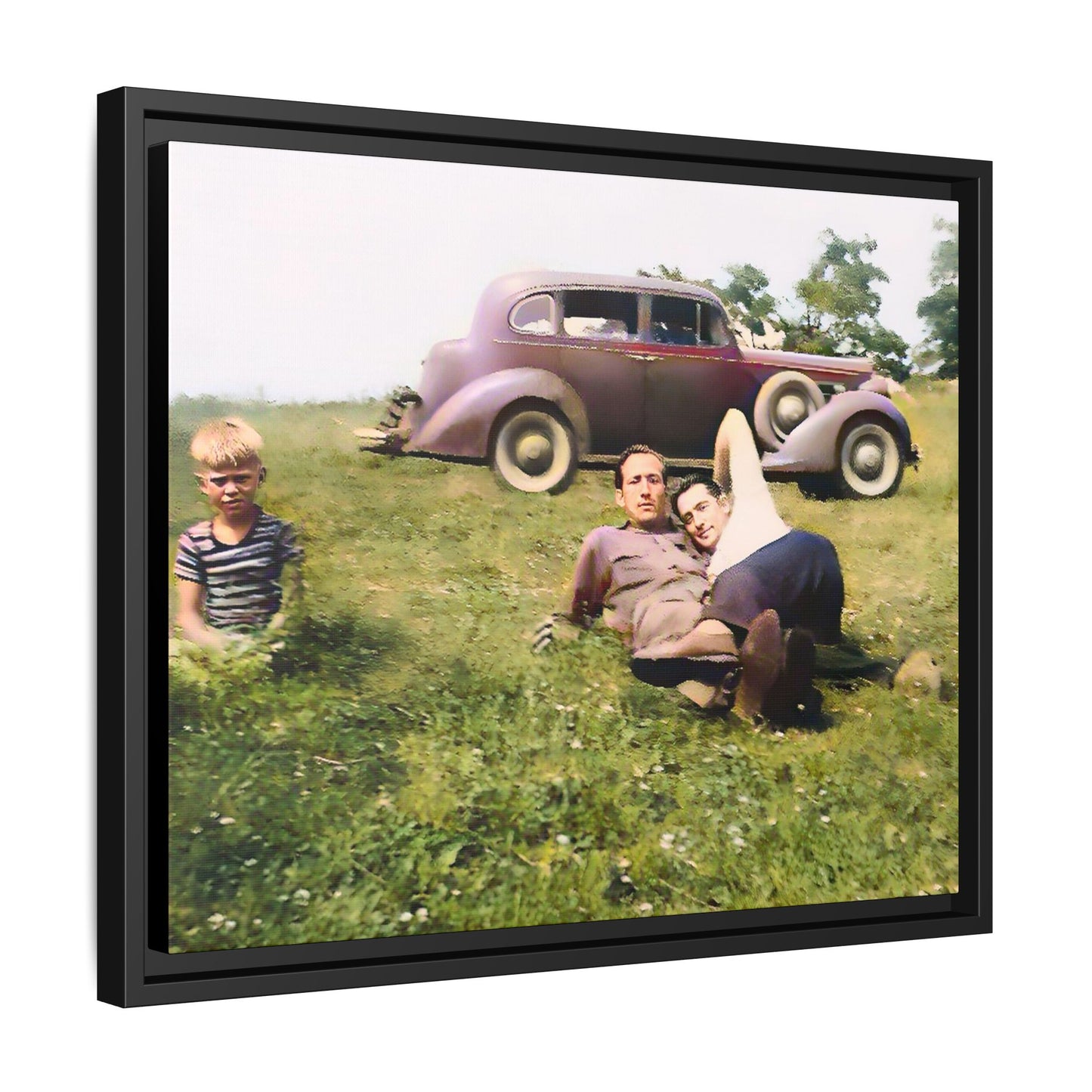 A vintage LGBTQ+ Fathers' Day portrait from Toms River, NJ. This framed matte canvas captures a tender moment of love, resilience, and family, making it a meaningful keepsake for collectors, history lovers, and those celebrating chosen family. Two Dads Vintage Photo