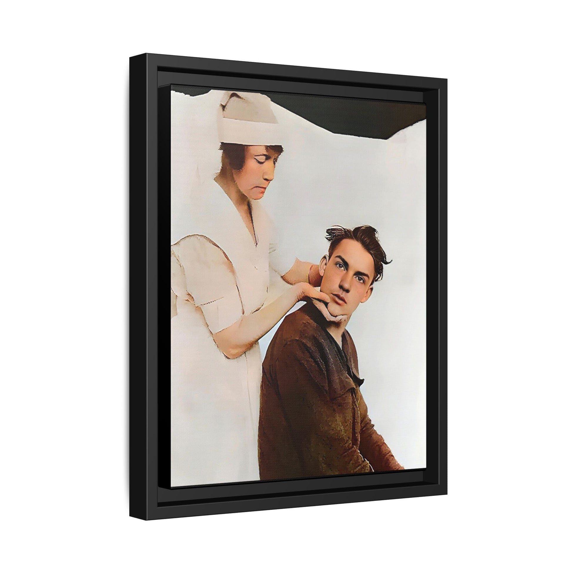 A restored vintage portrait of Dillion in Salt Lake City, Utah. This framed matte canvas captures human connection, care, and resilience. Gay Conversion Therapy