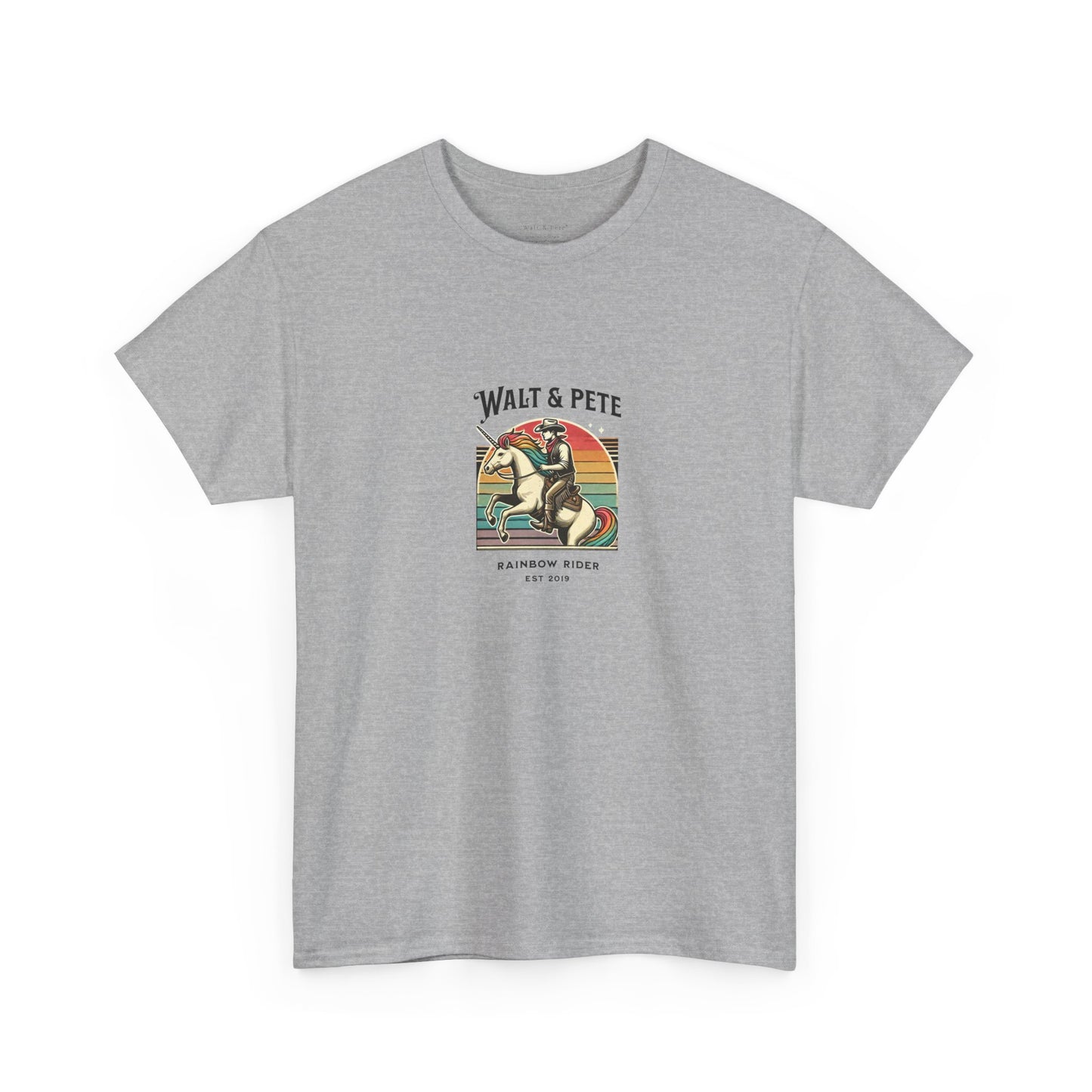 Rainbow Rider | Pride T-Shirt Walt & Pete Pride Western Unicorn Cowboy Fun Queer LGBTQ Rodeo