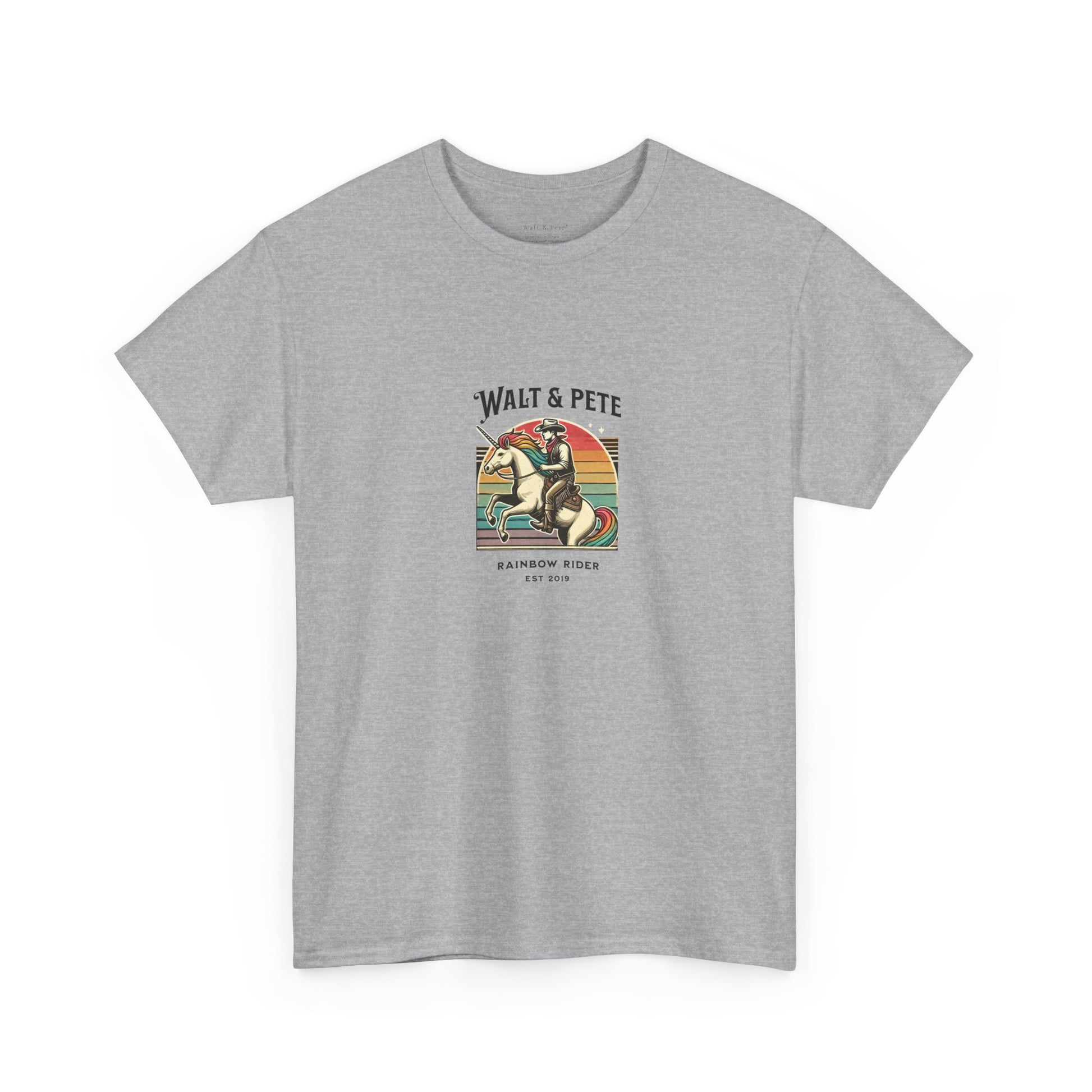 Rainbow Rider | Pride T-Shirt Walt & Pete Pride Western Unicorn Cowboy Fun Queer LGBTQ Rodeo