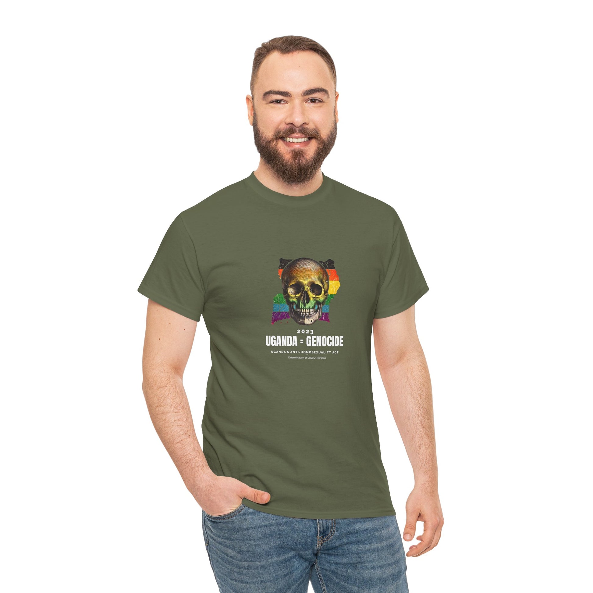 Uganda = Genocide | Activist T-Shirt Pride LGBTQ Execution Elimination Discrimination Gay T-Shirt