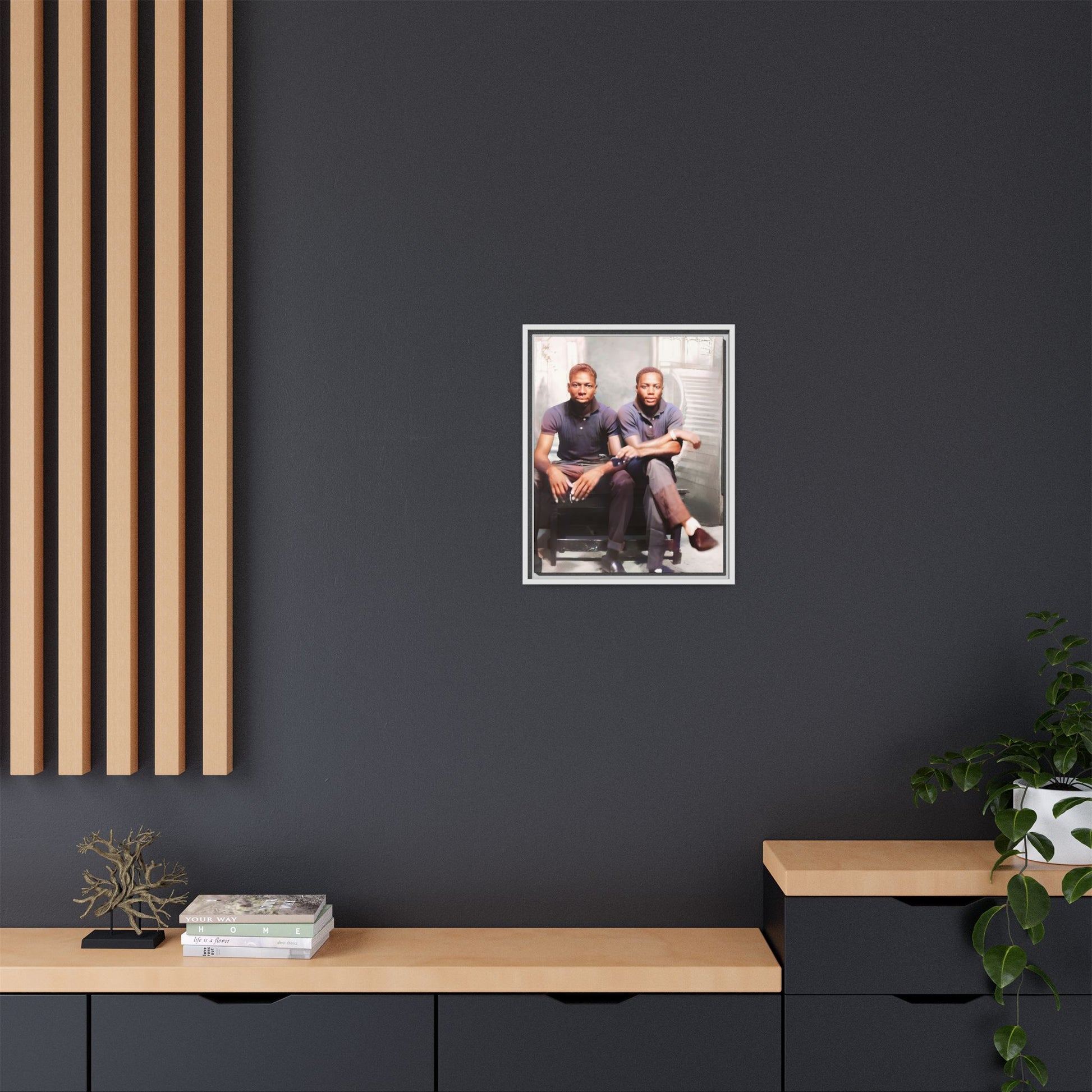 Vintage LGBTQ+ love portrait of Raymond & Paul in Brooklyn, NY. A tribute to African American queer history, now available as a museum-quality matte canvas print. A powerful statement piece celebrating love, identity, and resilience. Gay Couple