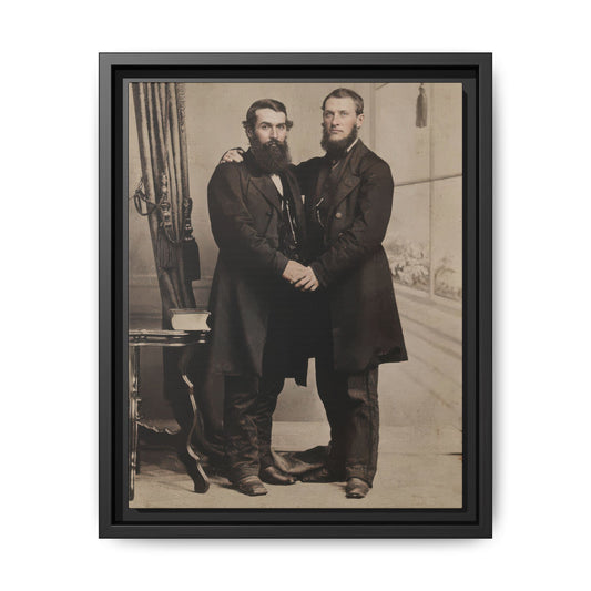 19th-century double portrait vintage photograph framed canvas wall art