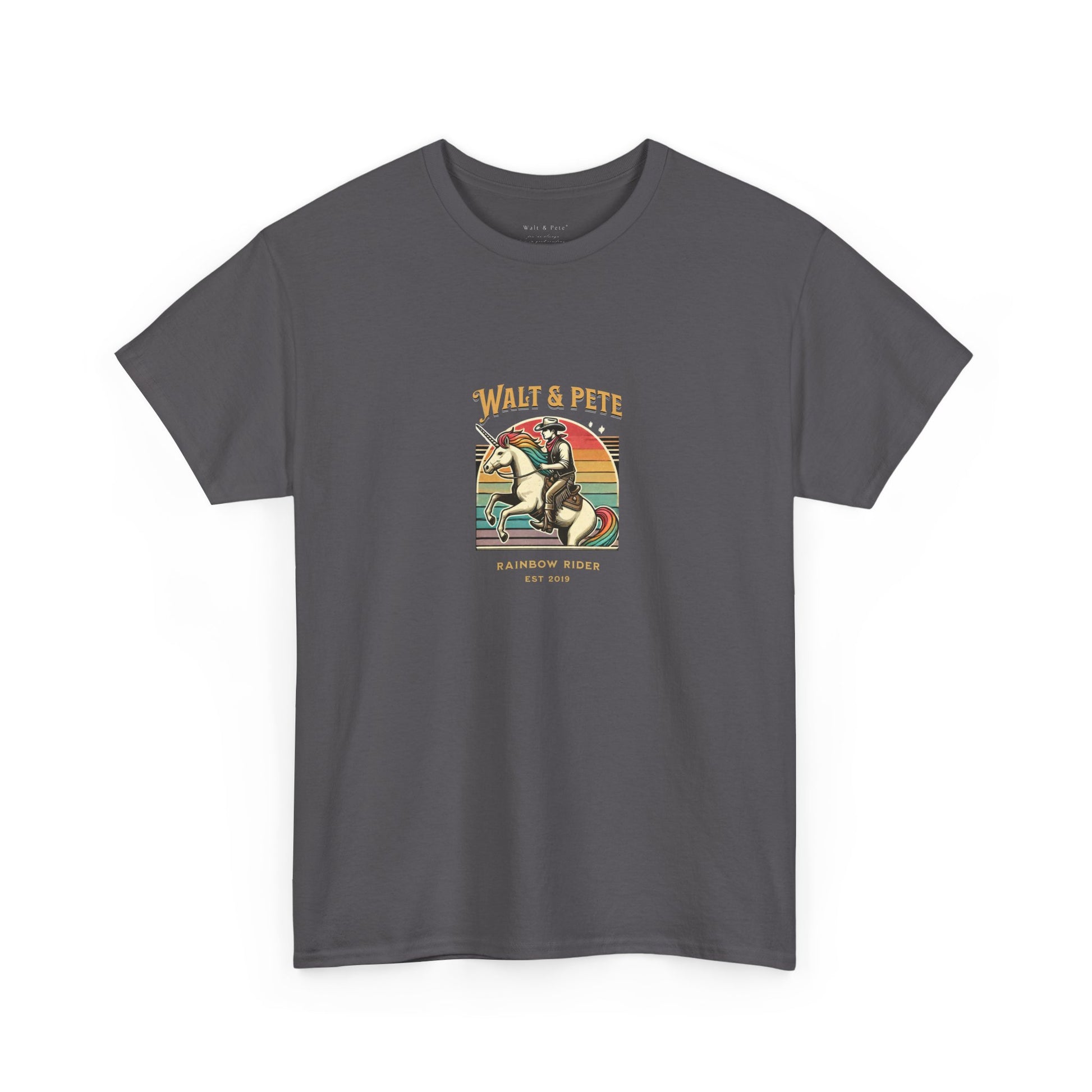 Rainbow Rider | Pride T-Shirt Walt & Pete Pride Western Unicorn Cowboy Fun Queer LGBTQ Rodeo