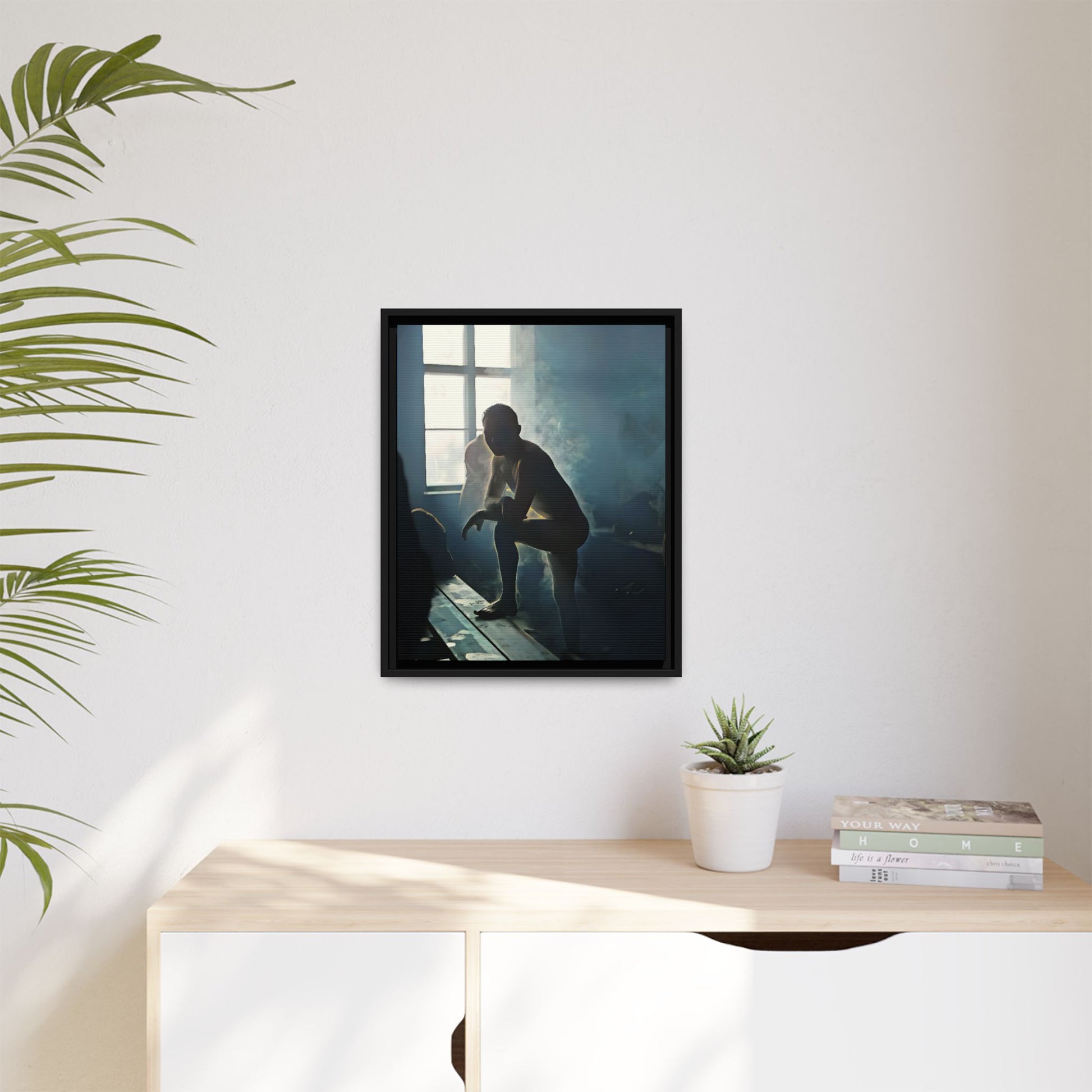 Vintage photo of Alojzy at Turkish Baths, NYC gay history wall art in warm steam and shadows