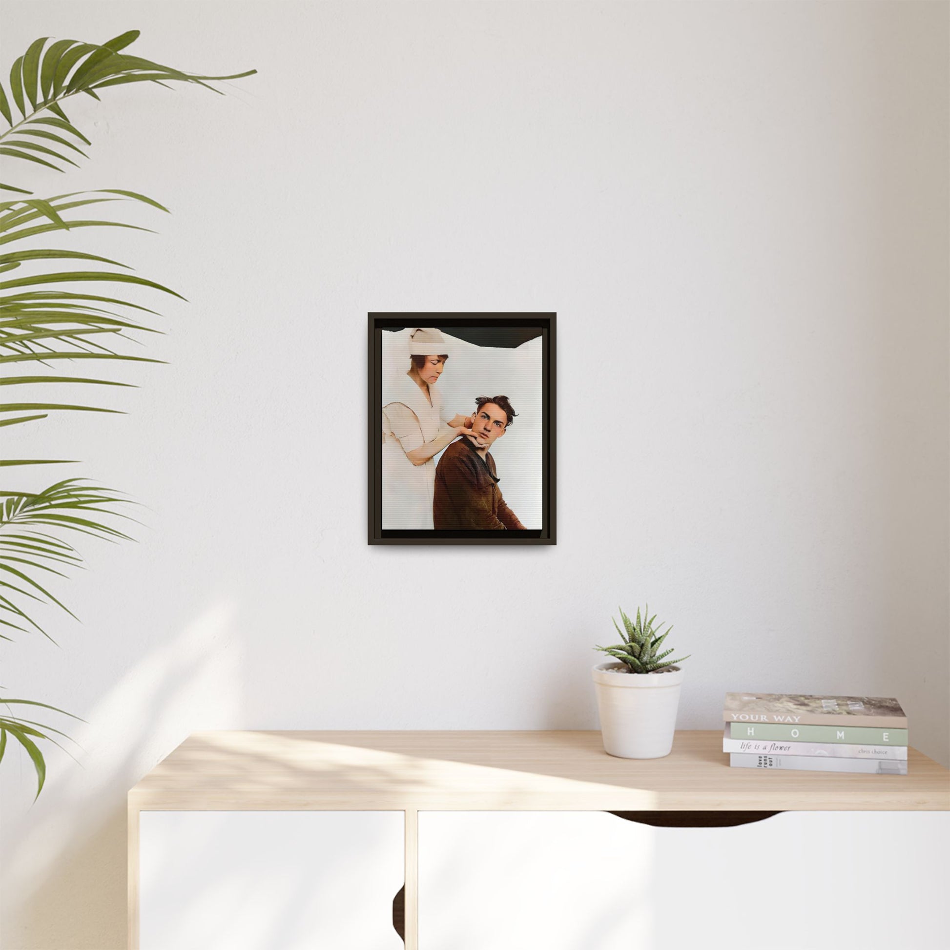 A restored vintage portrait of Dillion in Salt Lake City, Utah. This framed matte canvas captures human connection, care, and resilience. Gay Conversion Therapy