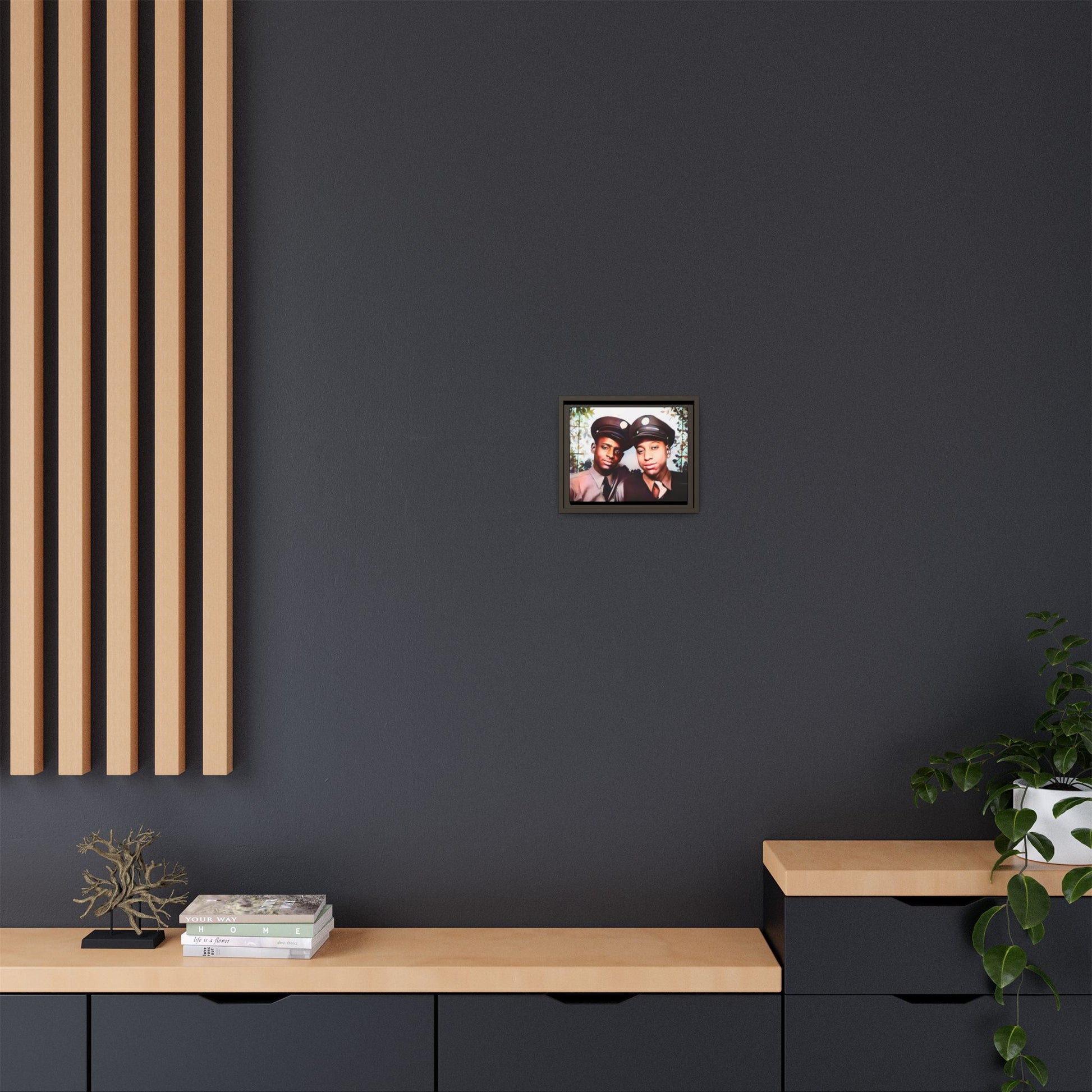 Vintage portrait of Deion & Marcus in Lexington, KY. Framed matte canvas celebrating African-American LGBTQ+ history, showcasing unity and timeless love. Perfect for collectors, art enthusiasts, and those honoring diversity and inclusion through decor.