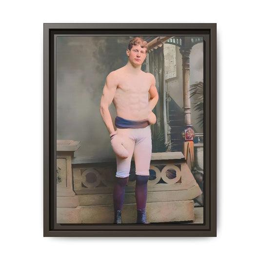 A striking vintage portrait of Otto, a historic Manhattan boxer in gloves and stance. This framed matte canvas print is ideal for boxing fans, sports history lovers, and collectors of retro athletic decor.