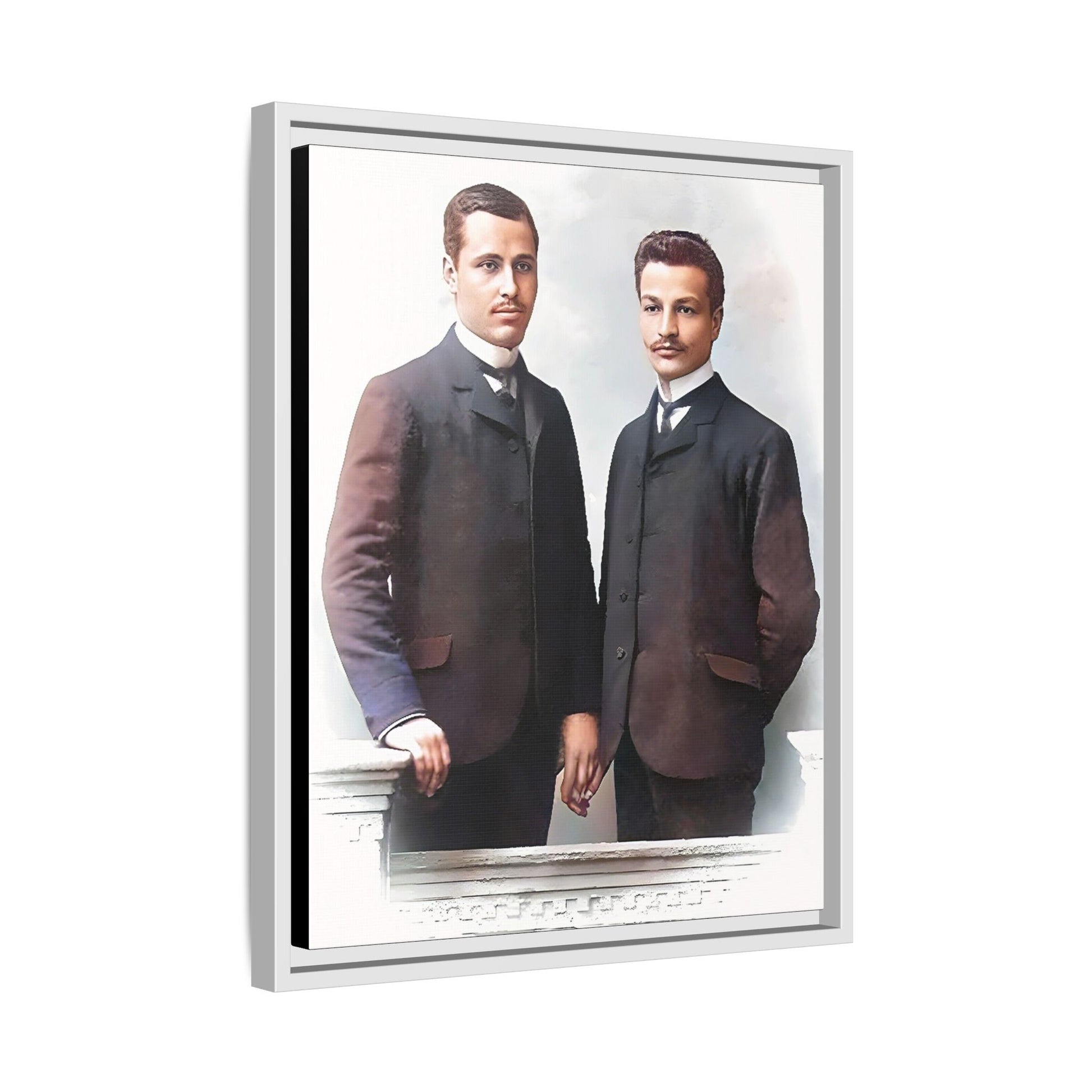 A restored vintage portrait of Asen & Gavril in Plovdiv, Bulgaria. This framed matte canvas honors LGBTQ+ history, timeless love, and European heritage. Gay Couple