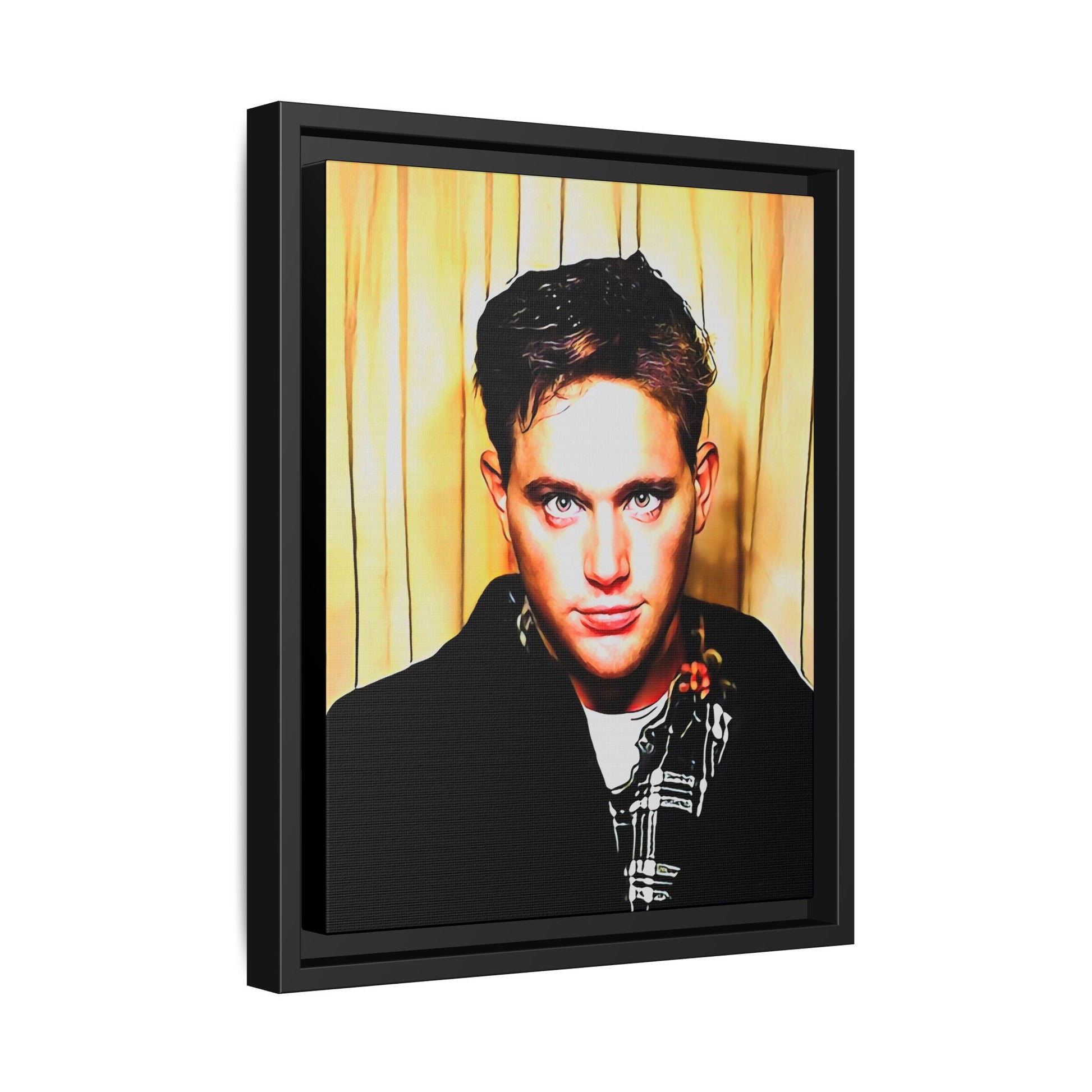 A nostalgic 90s photo booth portrait of Jake at Deadwood Bar, Iowa City. This framed matte canvas print captures quiet reflection, vintage charm, and raw authenticity, making it a striking statement piece for lovers of retro photography and moody decor.