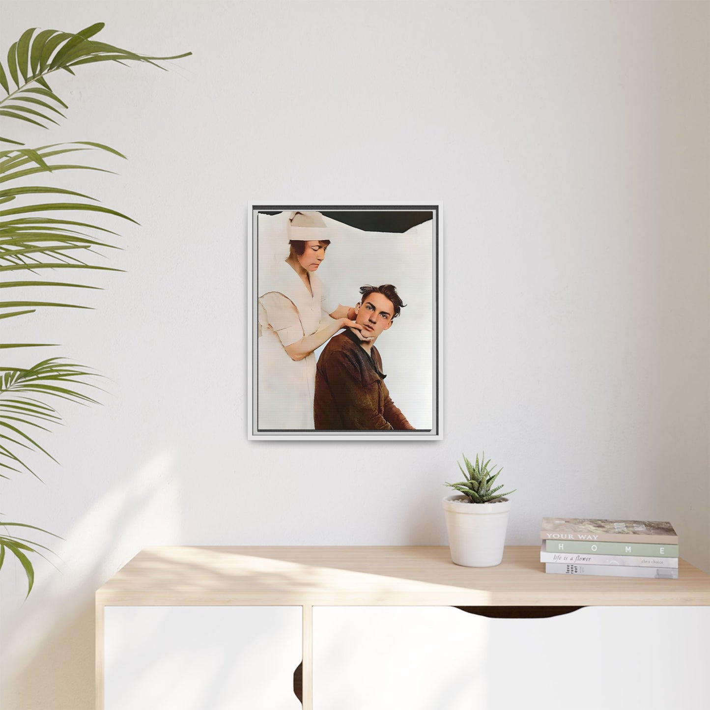 A restored vintage portrait of Dillion in Salt Lake City, Utah. This framed matte canvas captures human connection, care, and resilience. Gay Conversion Therapy